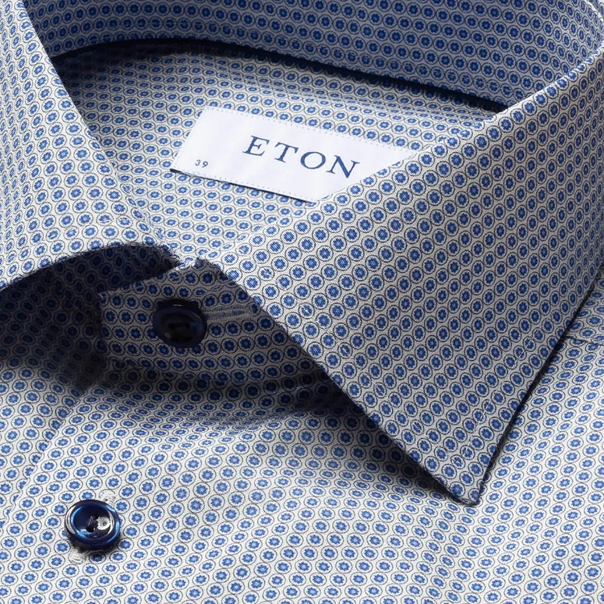 Eton - Contemporary Fit Circle Print Shirt in Blue Summer Vibes Abrasion Resistant Edges