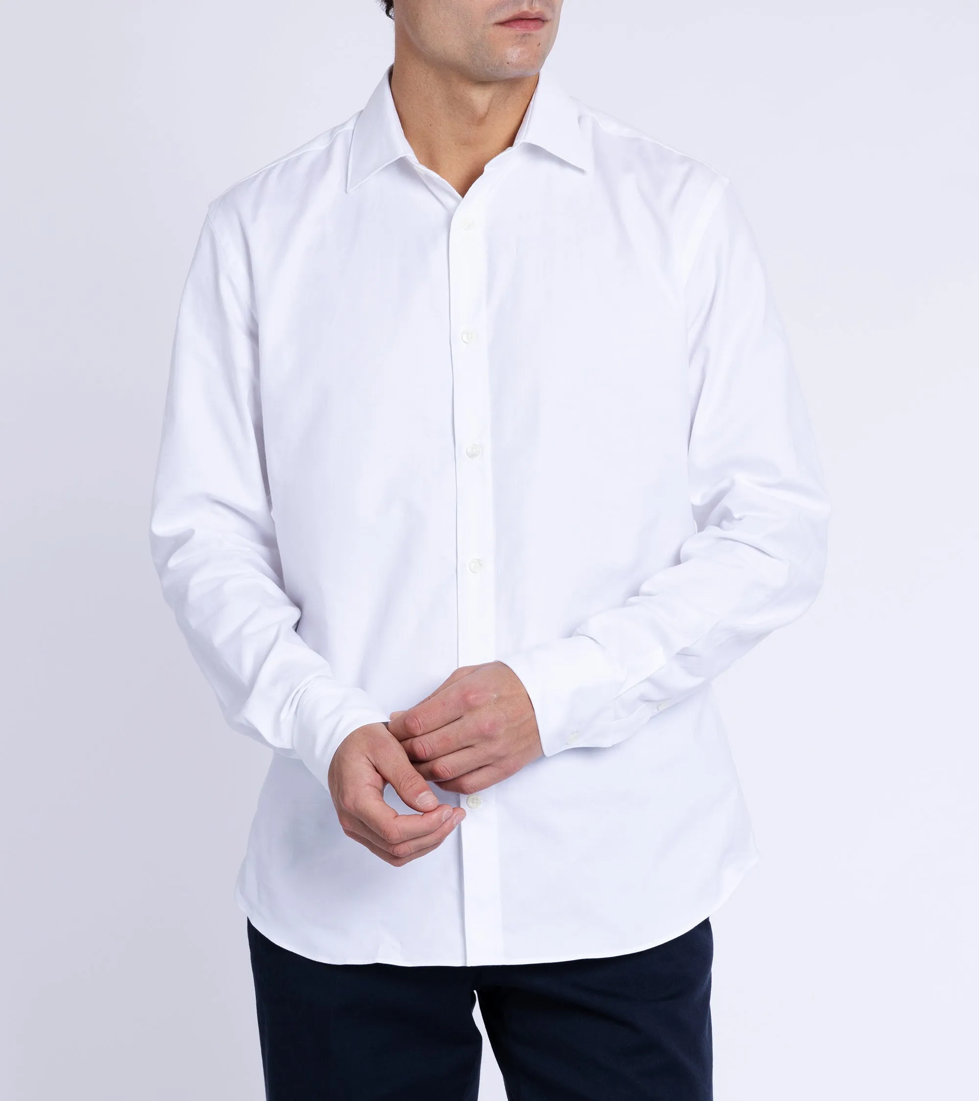 Trunk Austin Cotton Oxford Shirt: White Formal Elegance