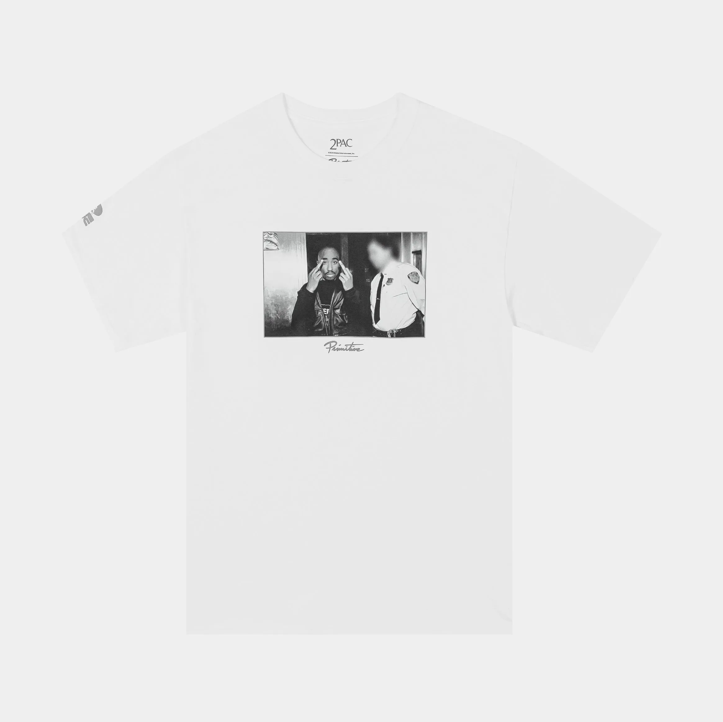 Ruffled edges Tupac Icon Mens Short Sleeve Shirt (White/Black)