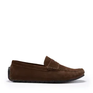 Stylish Padding Lunch Break Tyre Sole Penny Driving Loafers, brown suede