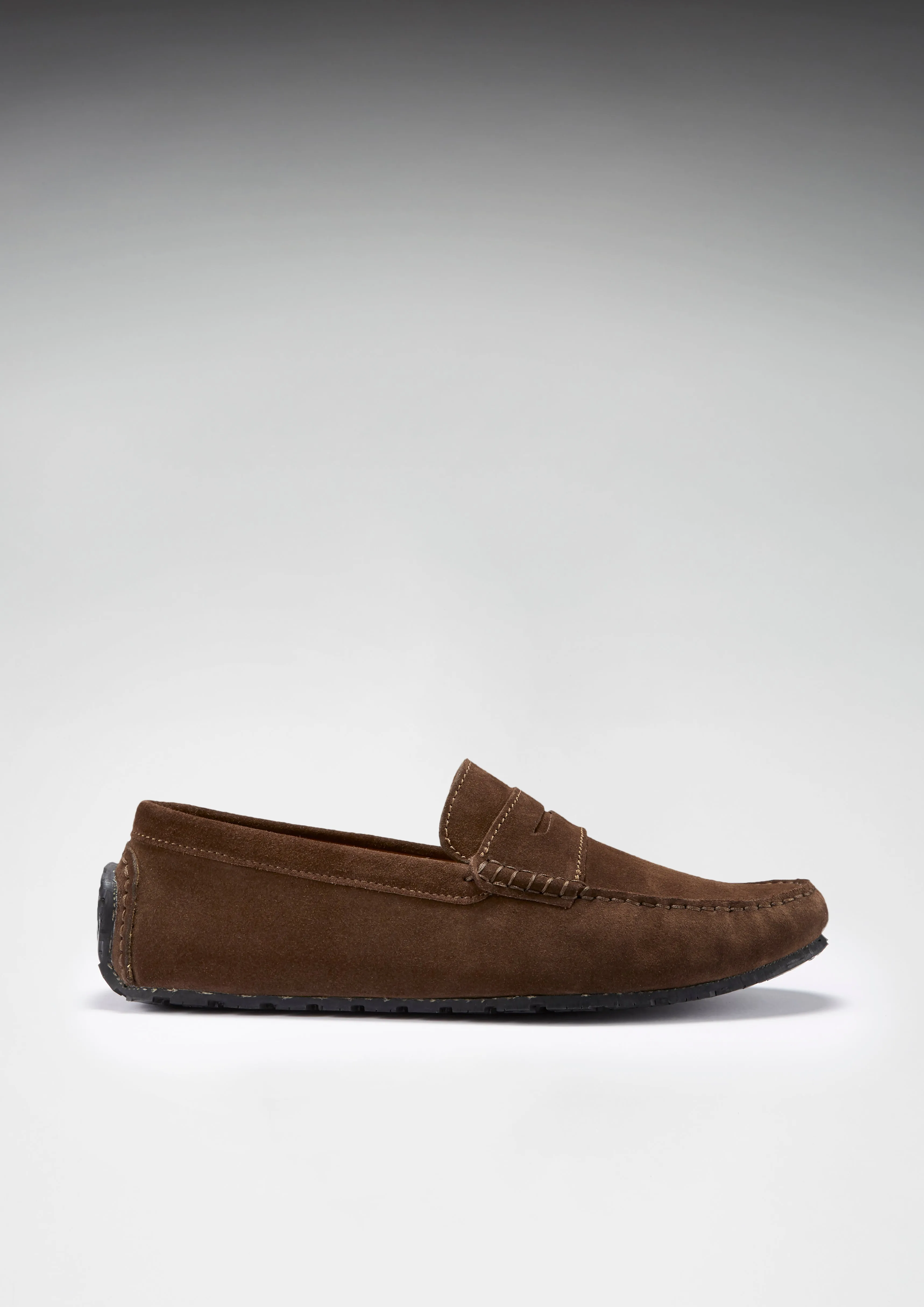 Tyre Sole Penny Driving Loafers, brown suede Coffee Spot Lane ground grip