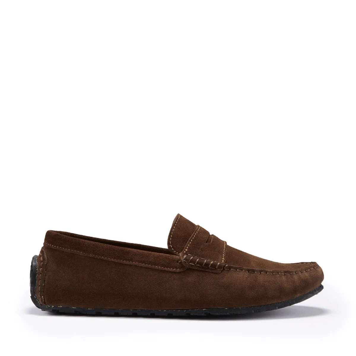 Stylish Padding Lunch Break Tyre Sole Penny Driving Loafers, brown suede
