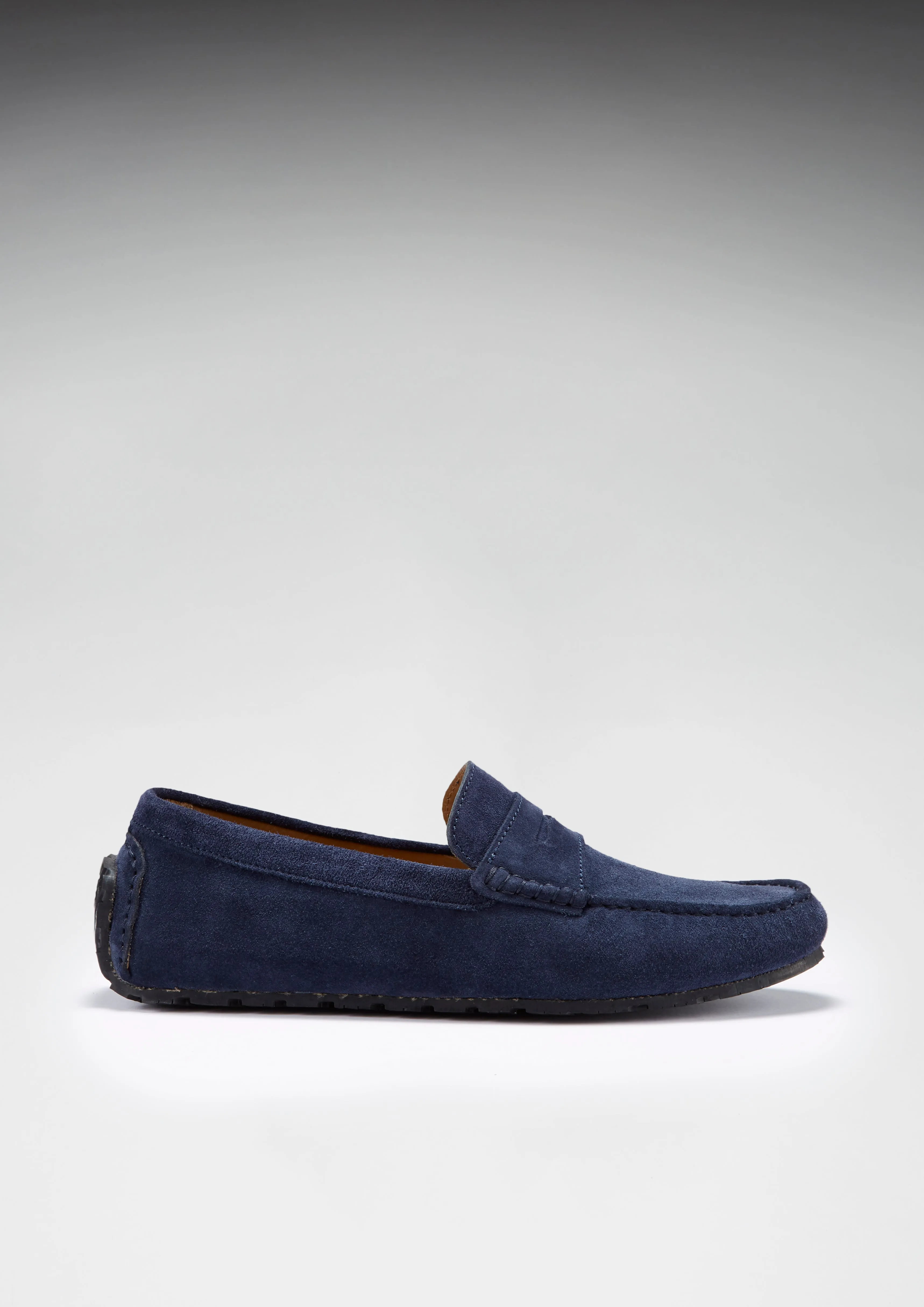 Tyre Sole Penny Driving Loafers, navy blue suede Comfort Walk
