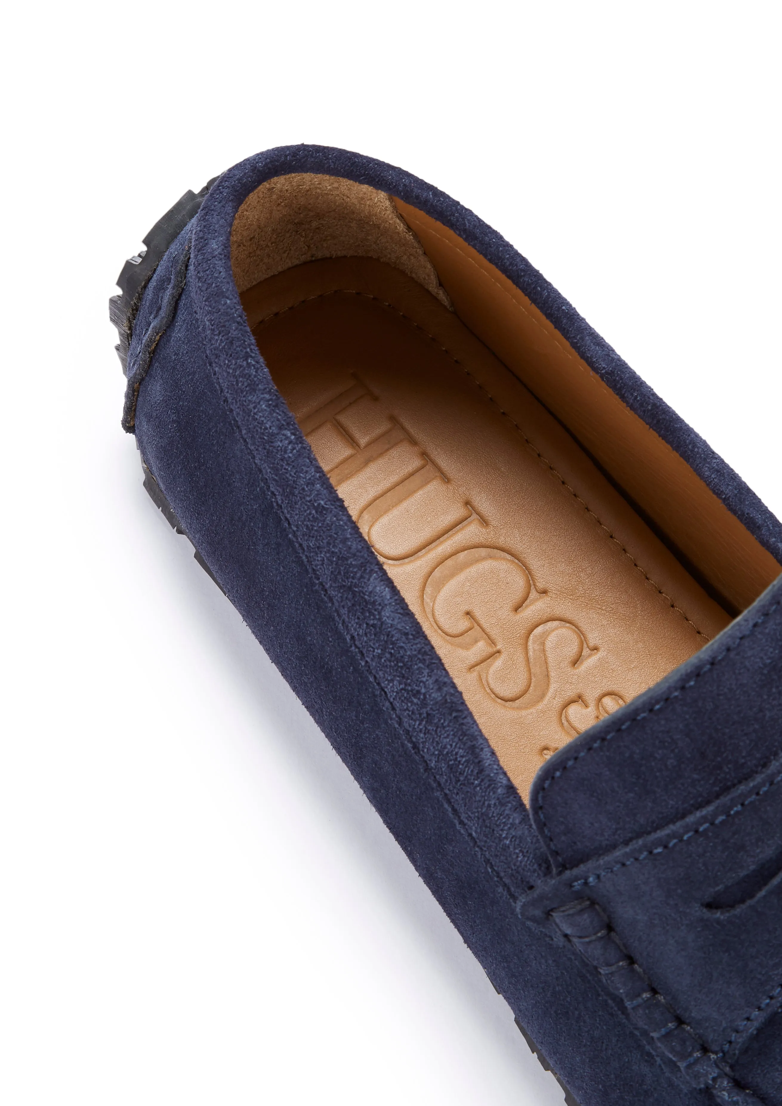 Tyre Sole Penny Driving Loafers, navy blue suede Neat Power