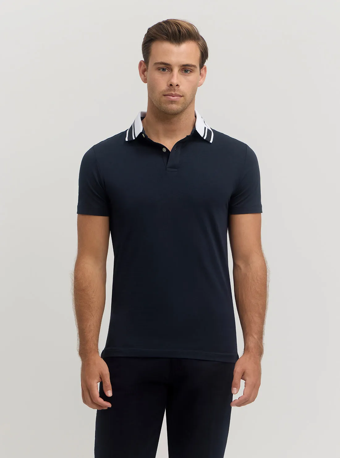 Sleek Waistband Blue Nolan Short Sleeve Polo T-Shirt