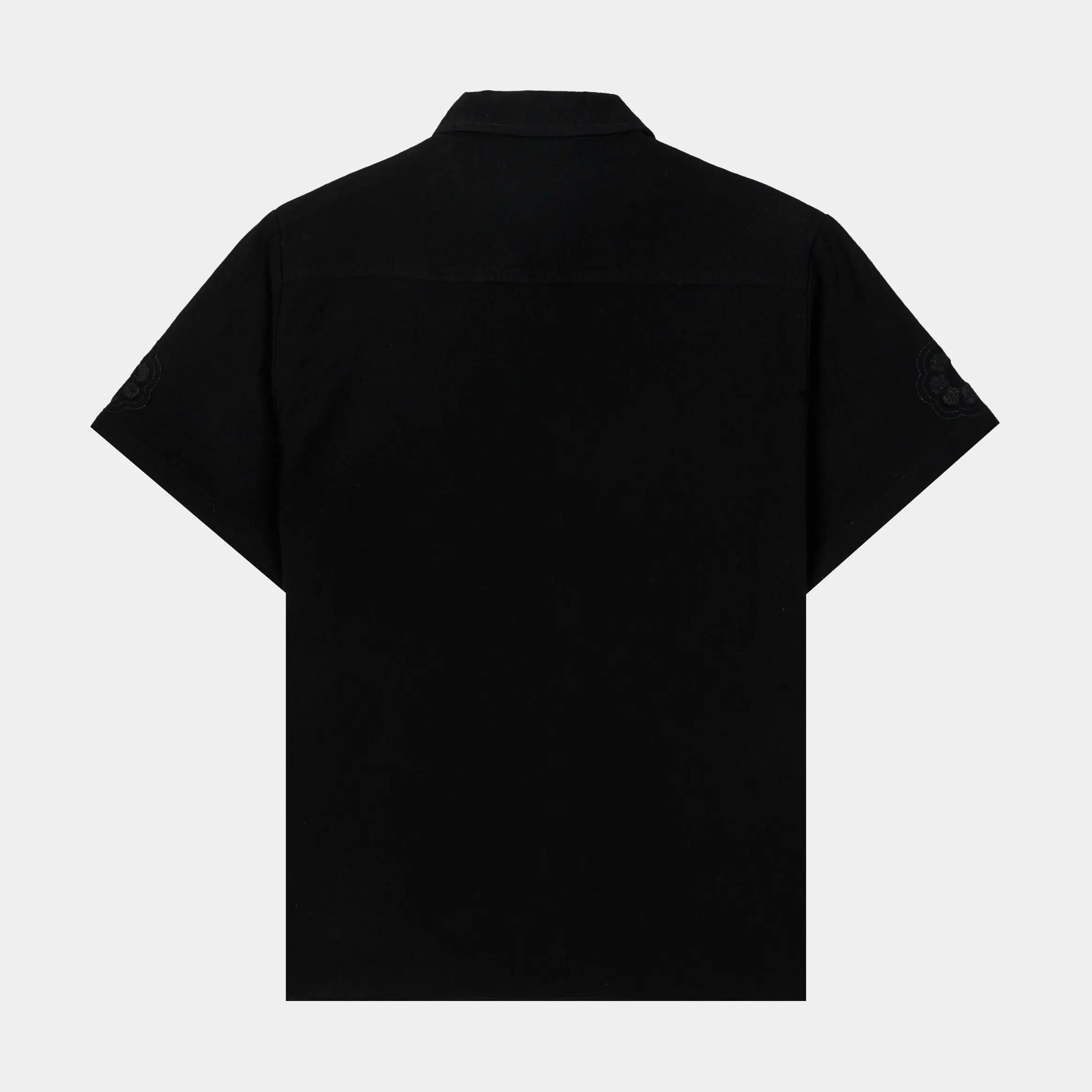 Affordable accessibility Fade Resistant Print Floral Paisley Linen Mens Short Sleeve Shirt (Black)