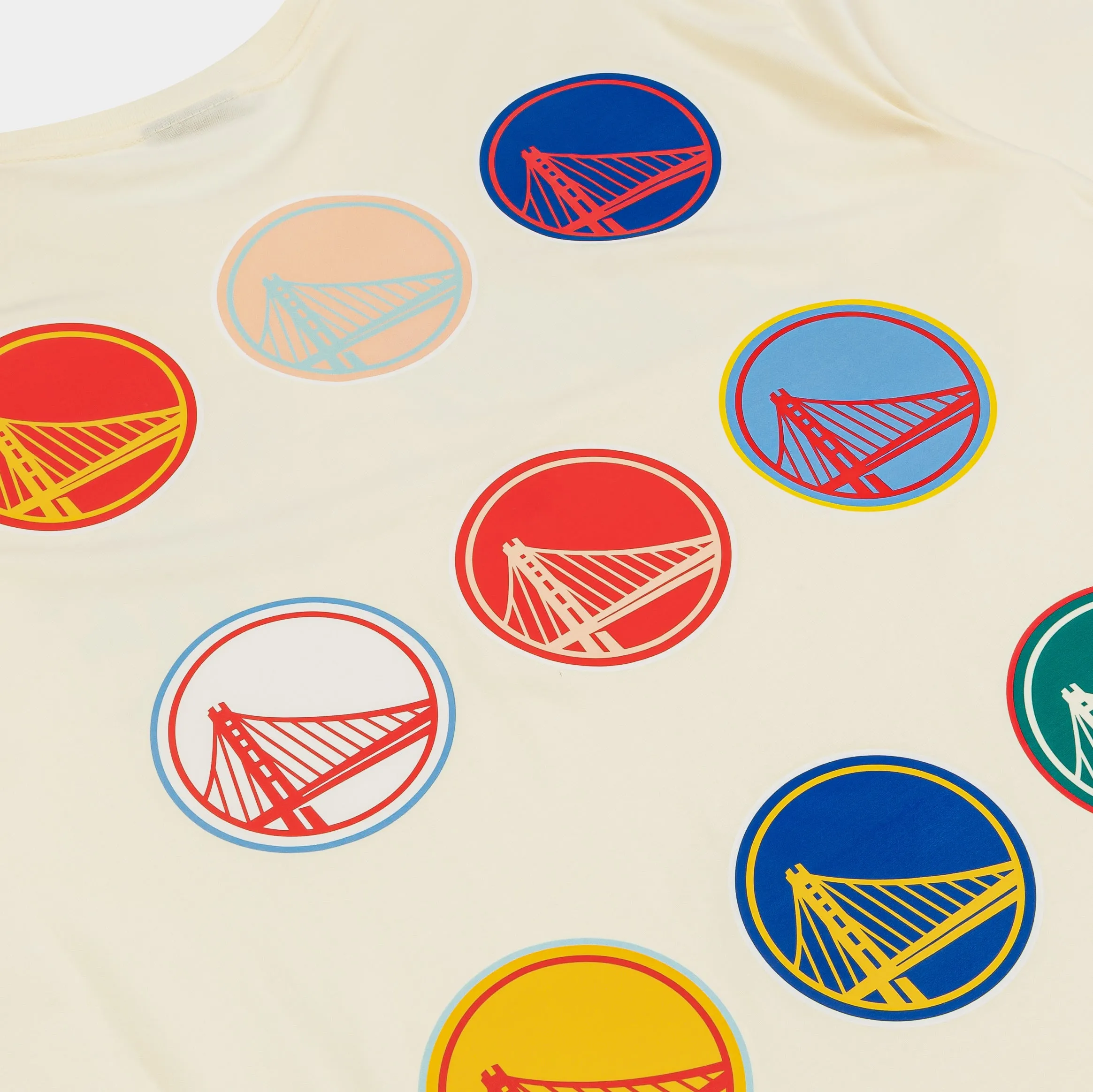 Clean Cut Golden State Warriors Life Graphic Mens Short Sleeve Shirt (Beige/Multi)