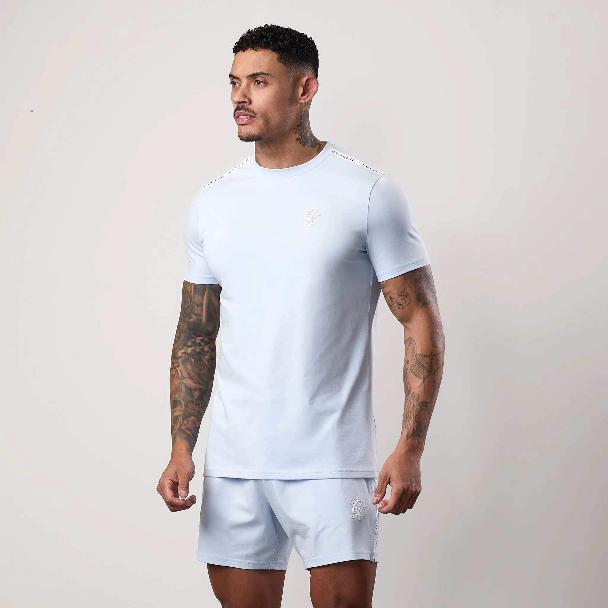 Sporty Vibe Soft Layering Gym King Taped Jersey Tee - Sky Blue