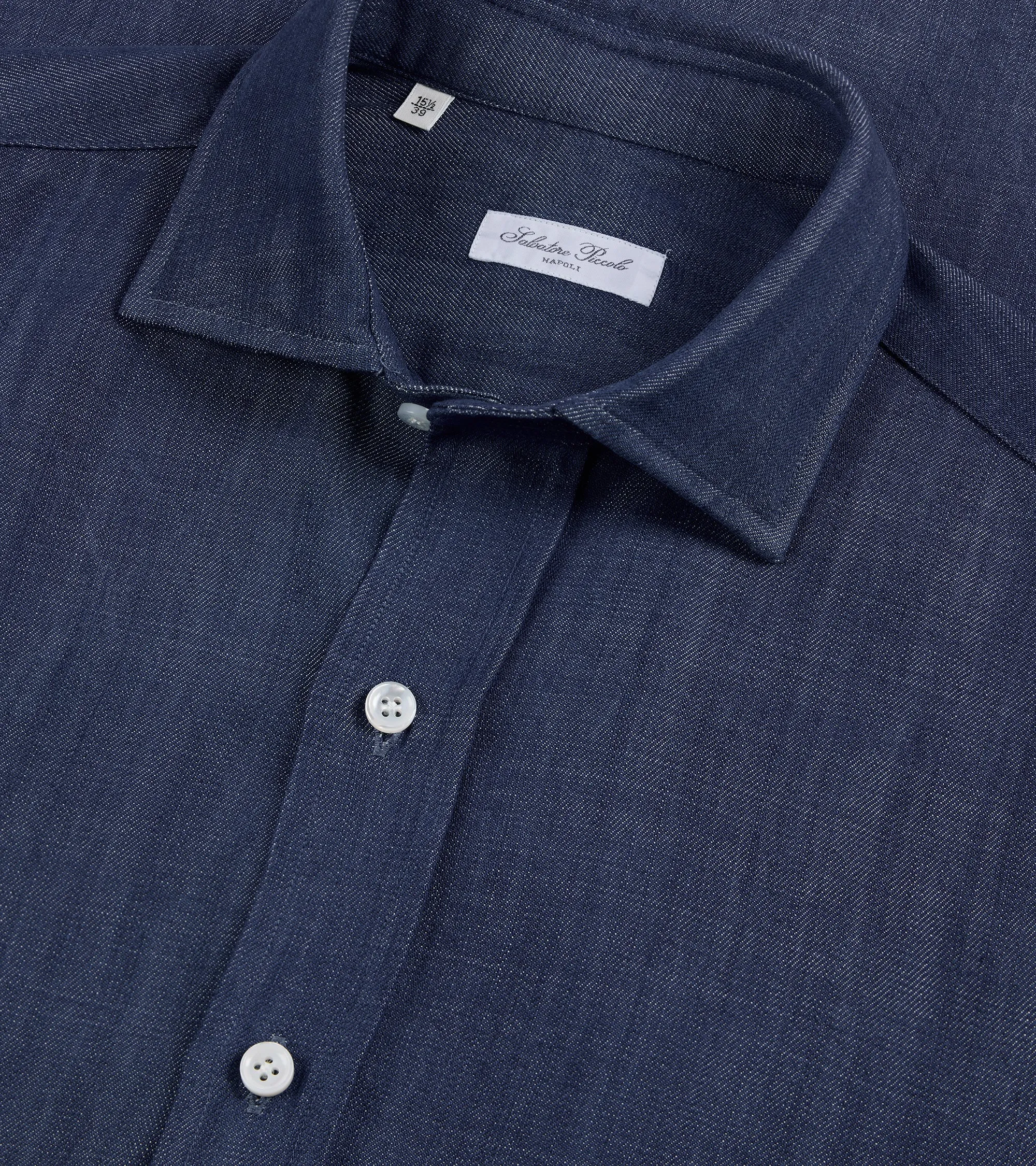 Salvatore Piccolo Lyocell Denim Shirt: Mid Blue High-Quality Material