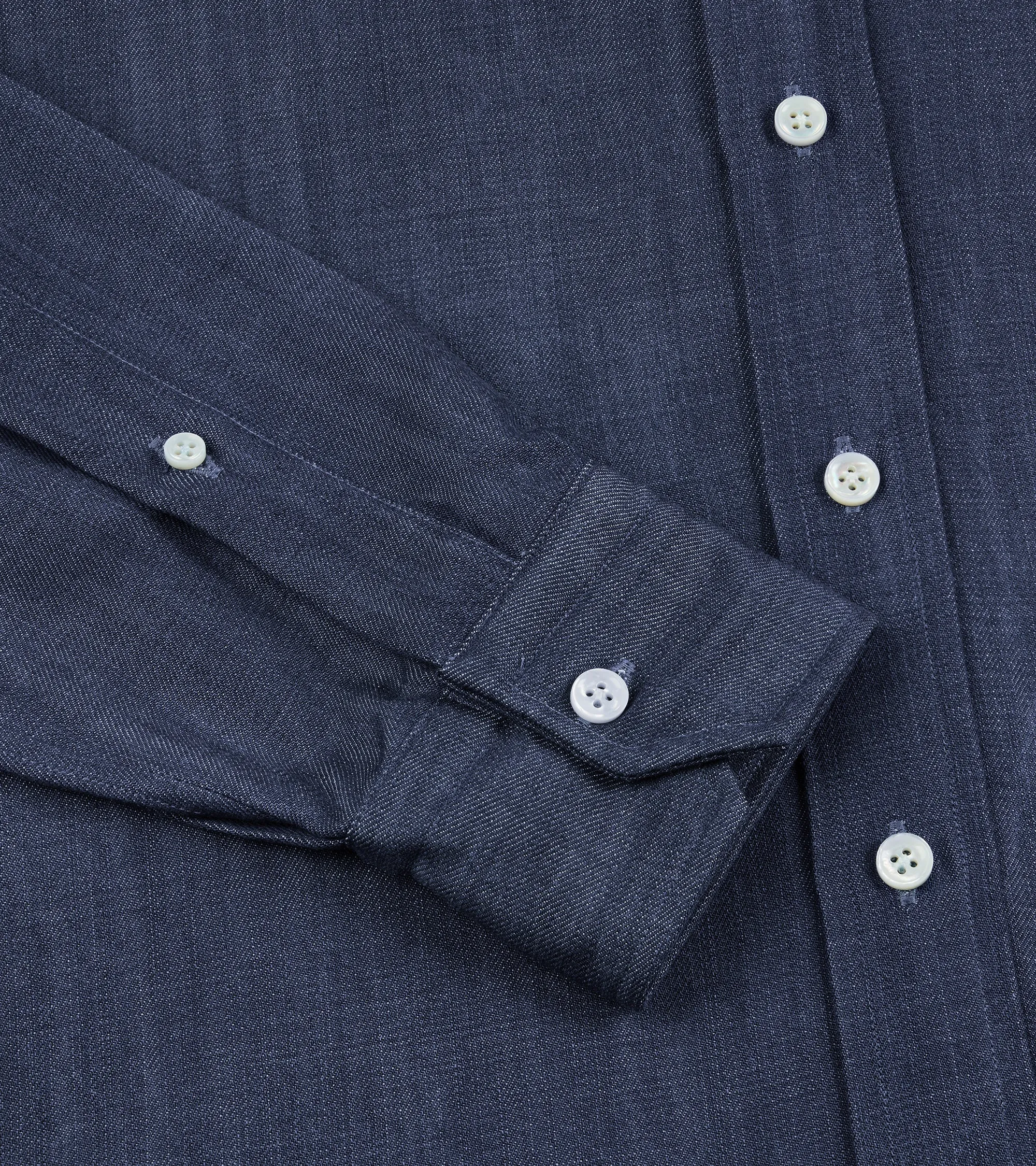 Salvatore Piccolo Lyocell Denim Shirt: Mid Blue Anti Pill Treatment Holiday Travel