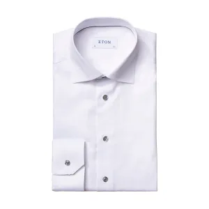 Sleeveless Cut Eton - Slim Fit Grey Button Shirt in White