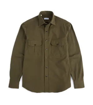Youth fashion Salvatore Piccolo Heavy Brushed Cotton Military Shirt: Olive