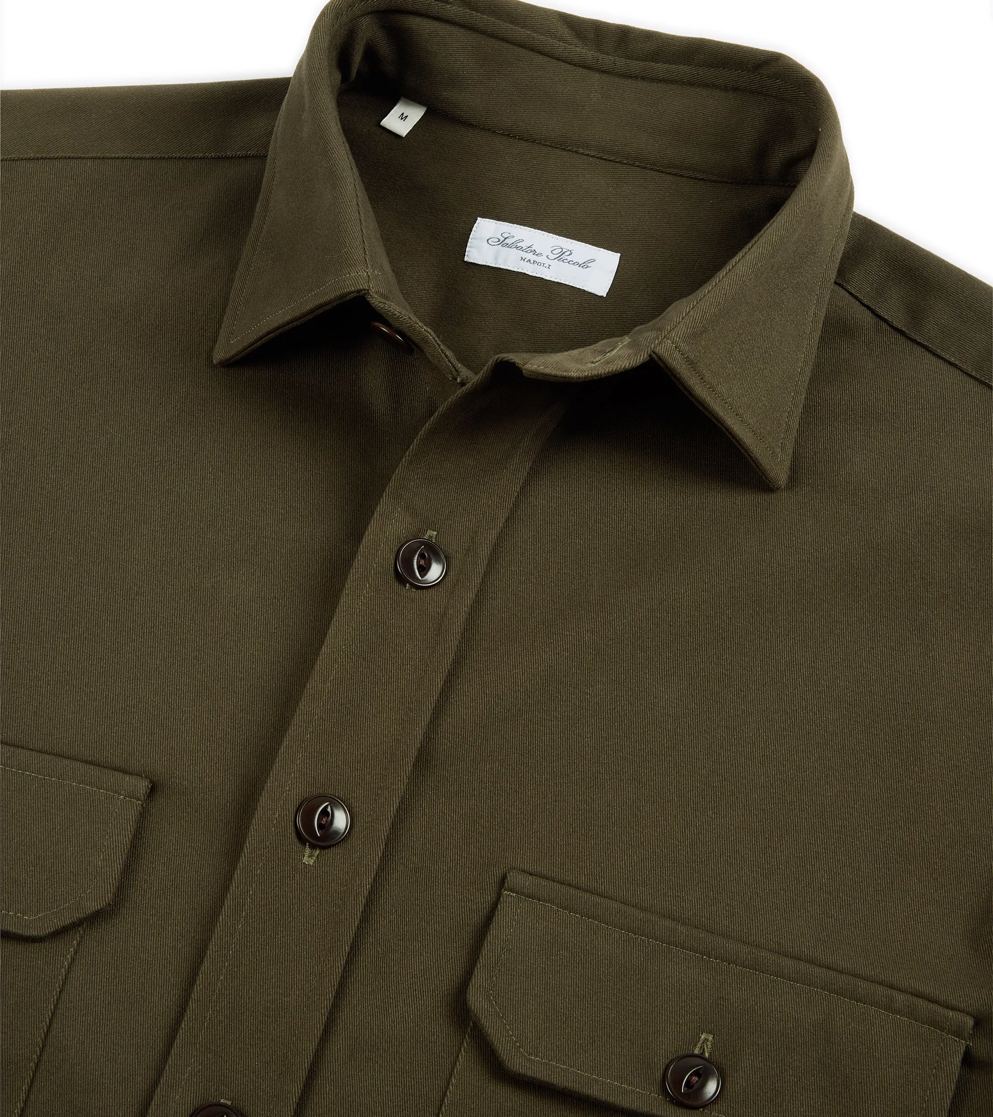 Stylish Design Summer Camp Salvatore Piccolo Heavy Brushed Cotton Military Shirt: Olive