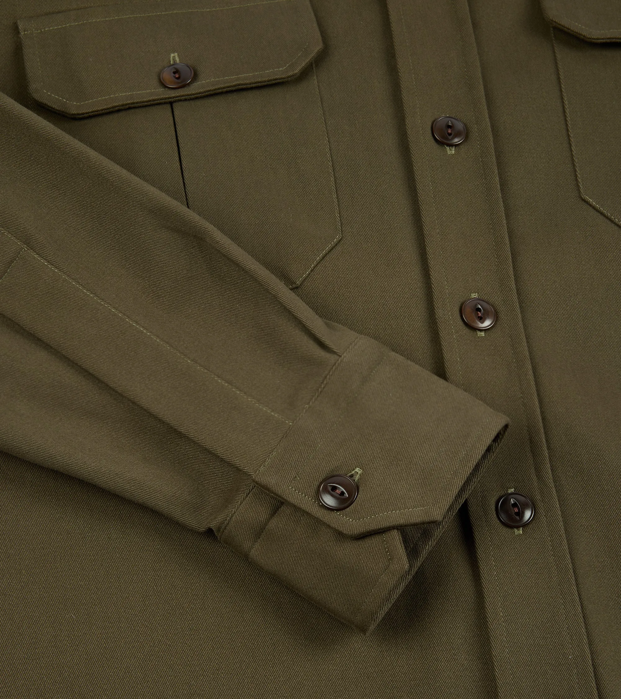 Salvatore Piccolo Heavy Brushed Cotton Military Shirt: Olive Multi Functional Pockets Pullover Design