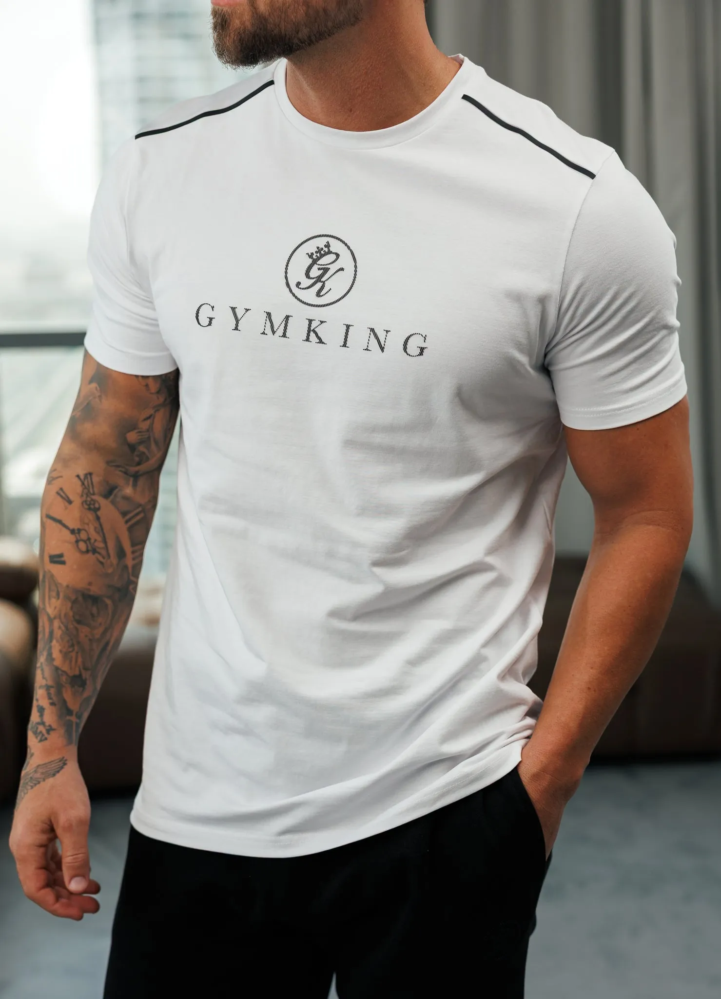 Gym King Pro V2 Tee - White Collared formality Modern Twist