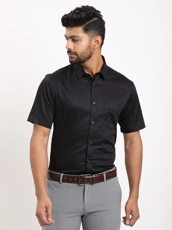 checkered pattern Men Solid Half Sleeve Cotton Stretch Shirt