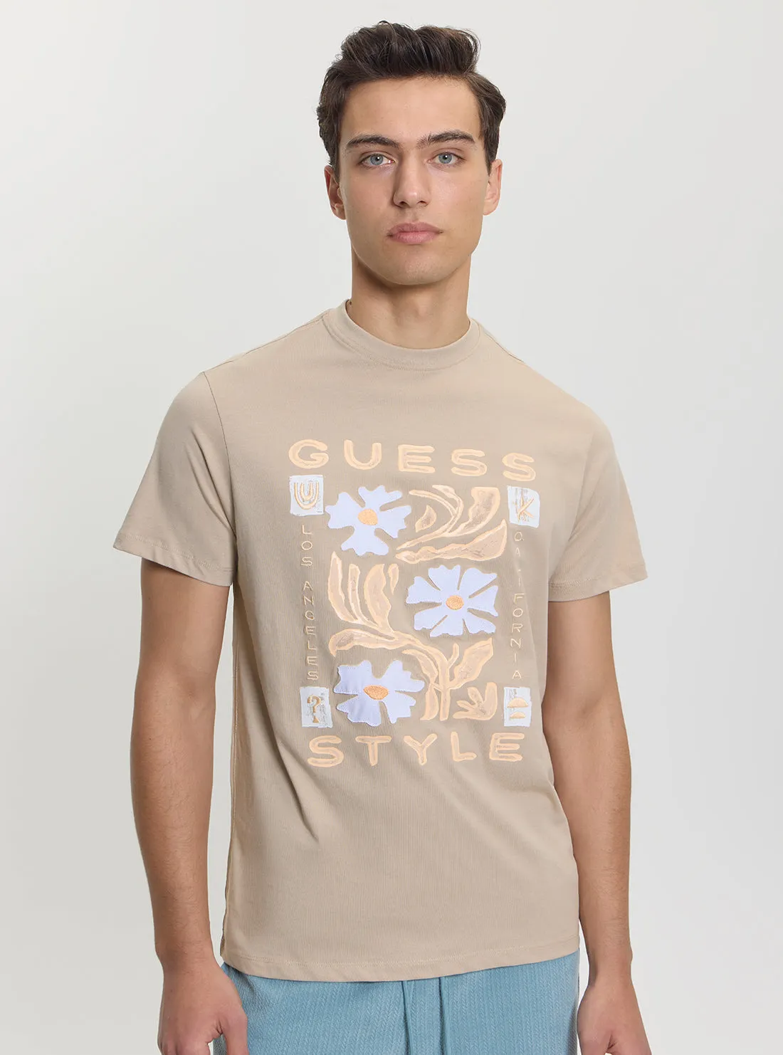 Eco Beige Guess Style T-Shirt NonRestrictiveCut
