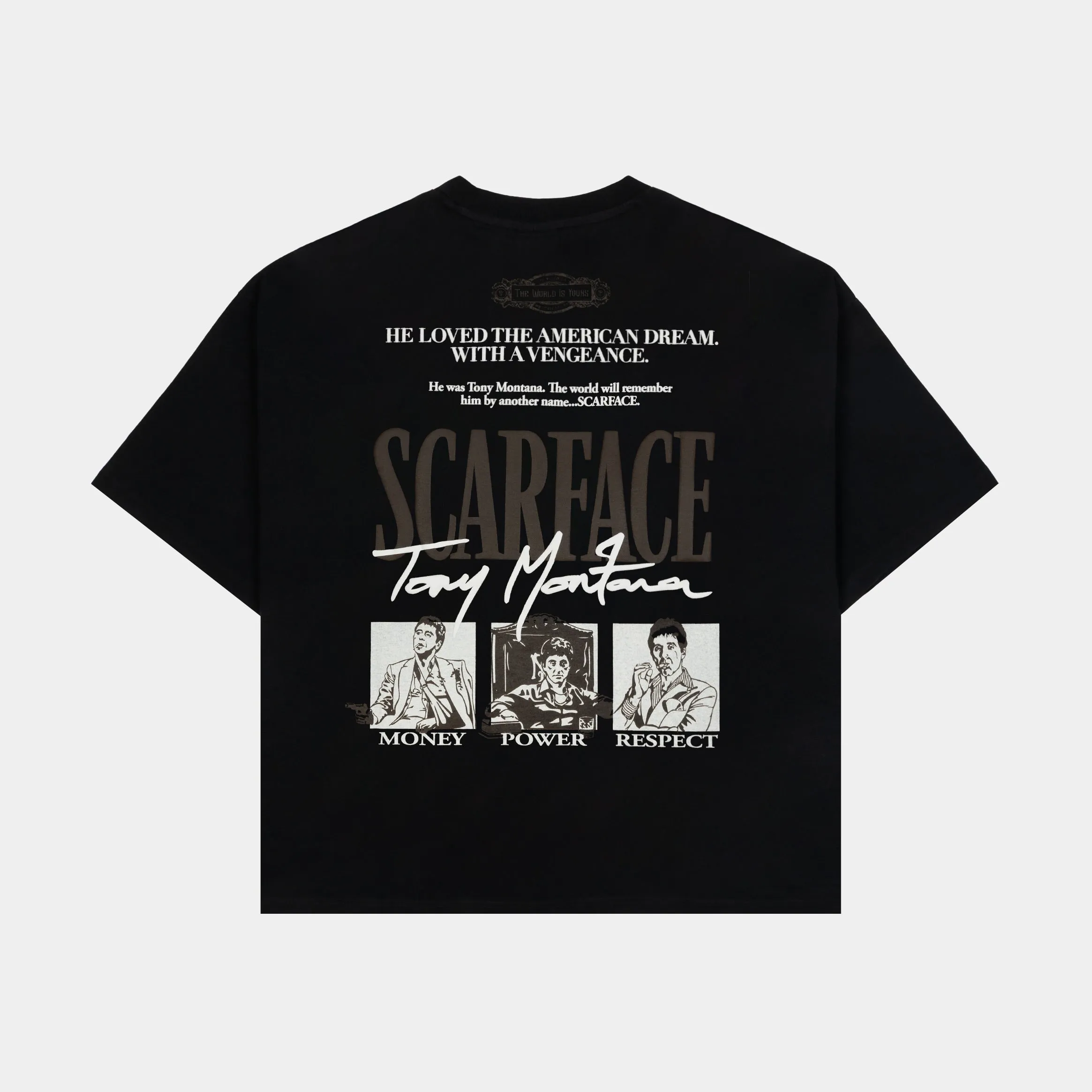 SP x Scarface Vengeance Mens Short Sleeve Shirt (Black/Taupe) Easy Comfort Modern Fit