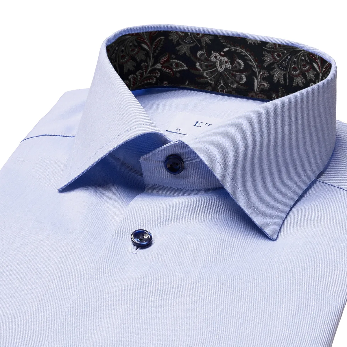 Winter Fashion Eton - Contemporary Fit Paisley Trim Shirt in Blue