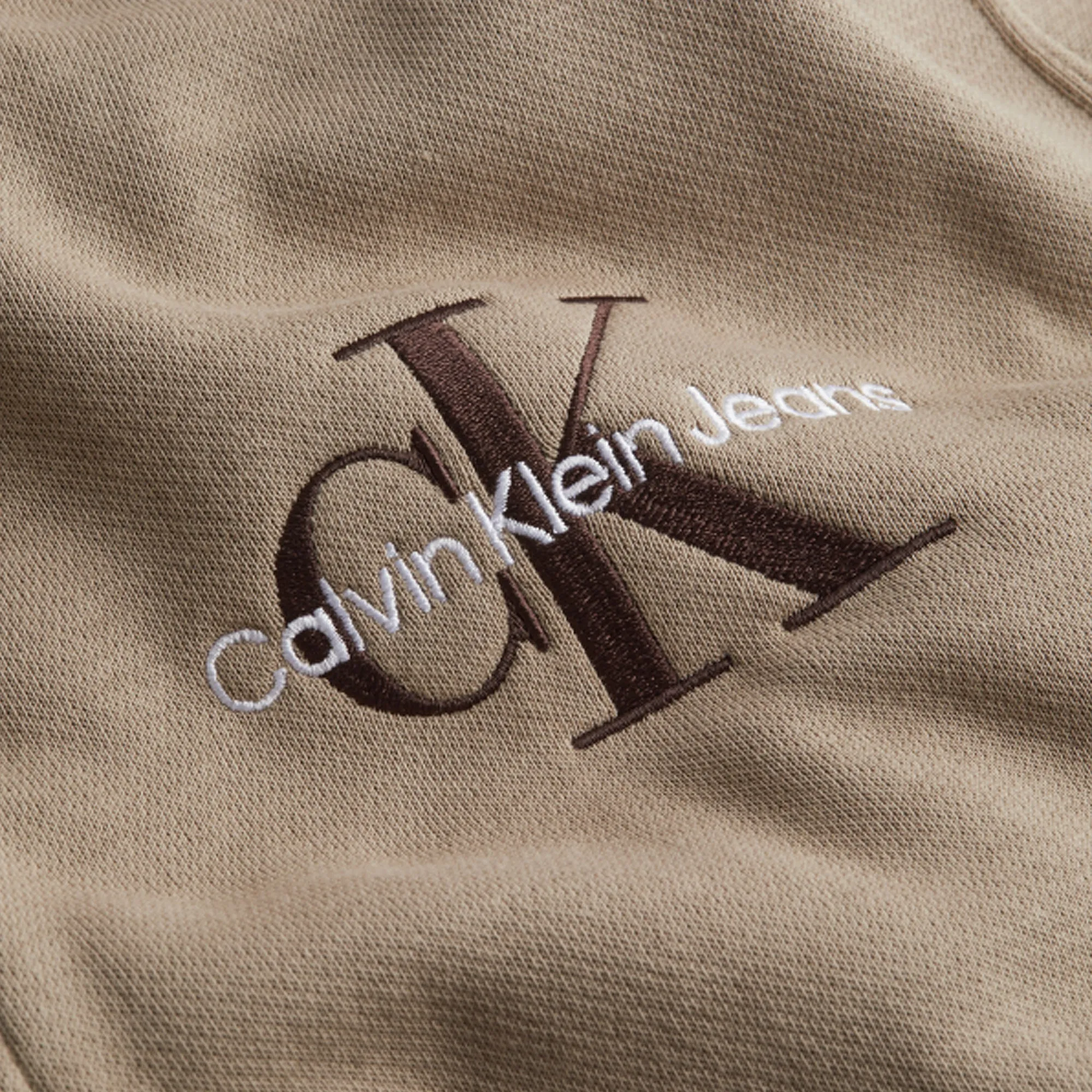 Outdoor Sporty Calvin Klein Monogram Logo Quarter Zip - Perfect Taupe