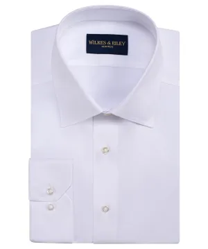 Versatile Layering White Twill Spread Collar Non-Iron Dress Shirt