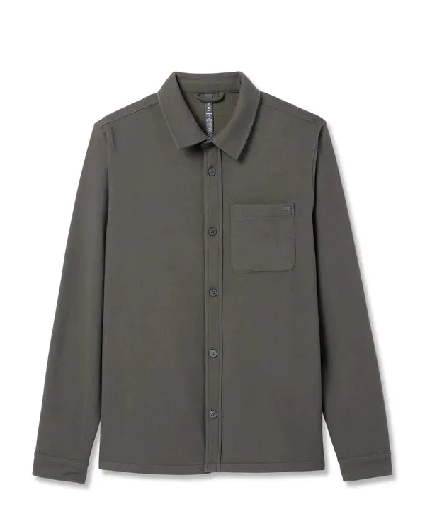 Vuori Mens Jacket Beldon Shirt Jacket Knit Twill PocketPlacement Breathable mesh lining