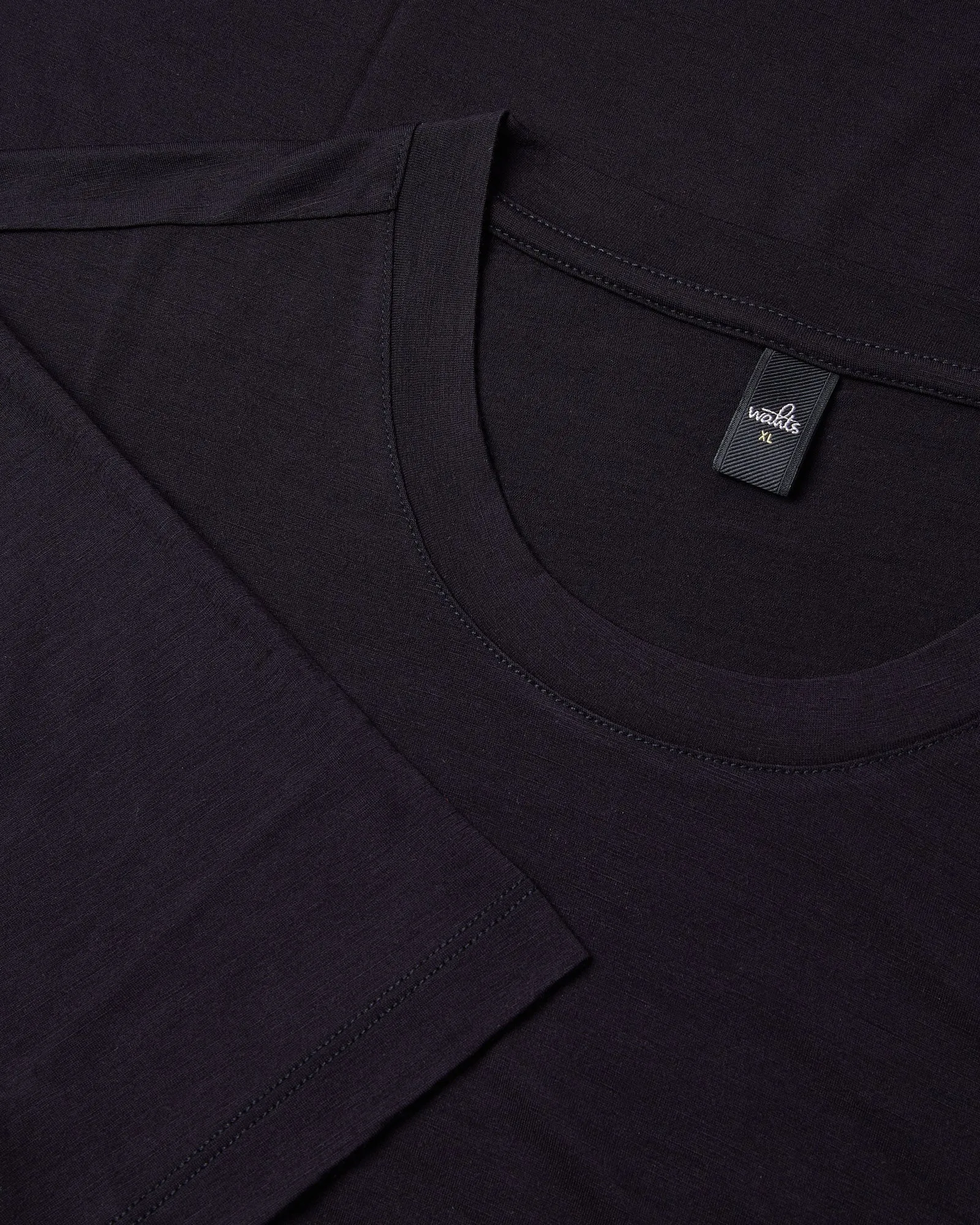 Wahts Virgin Wool Short Sleeve T-Shirt BERKLEY (Night Blue) Flexible Cuff Design