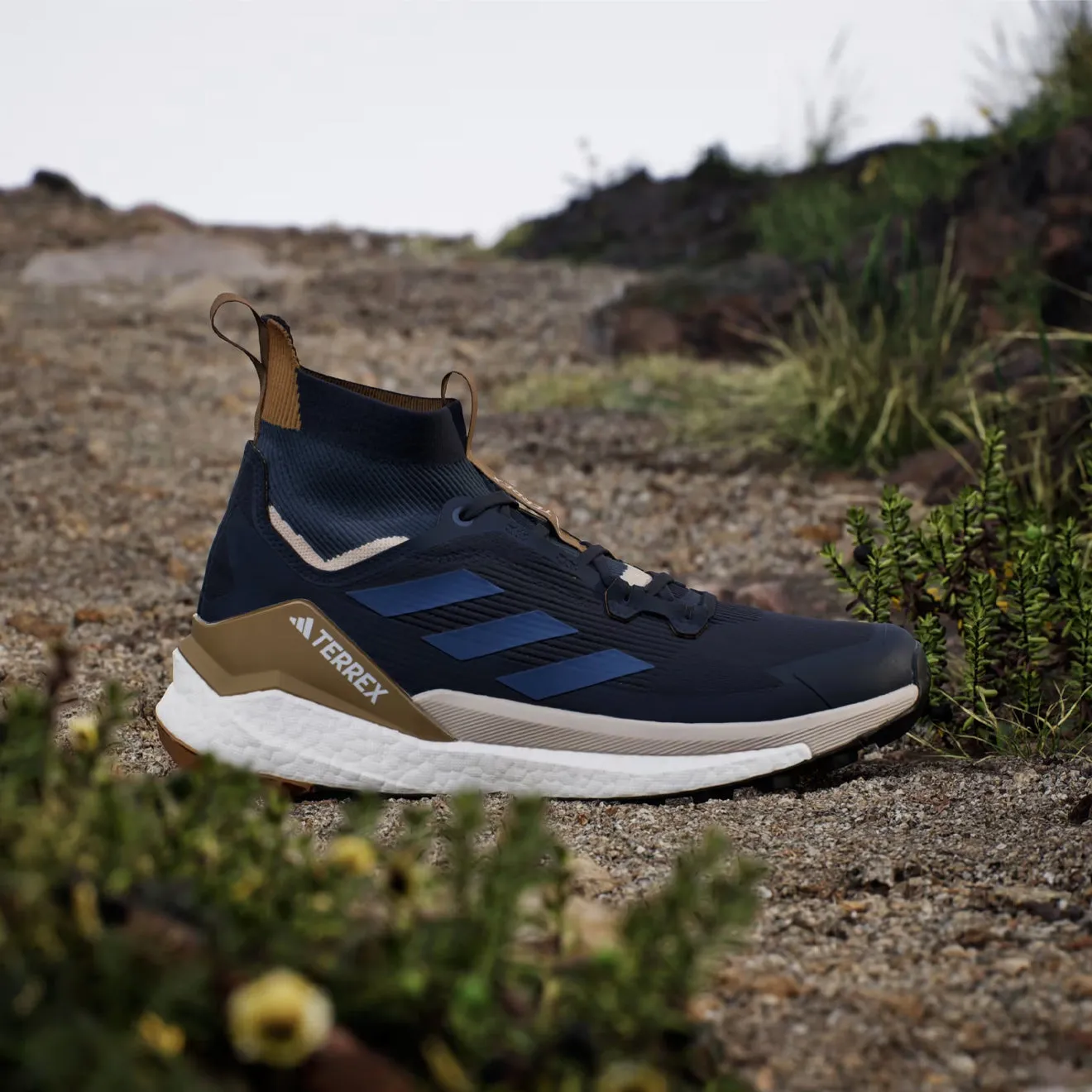 Adidas Terrex Free Hiker 2.0 Hiking Shoe Legend Ink / Wonder Steel Stretchable Collar Design