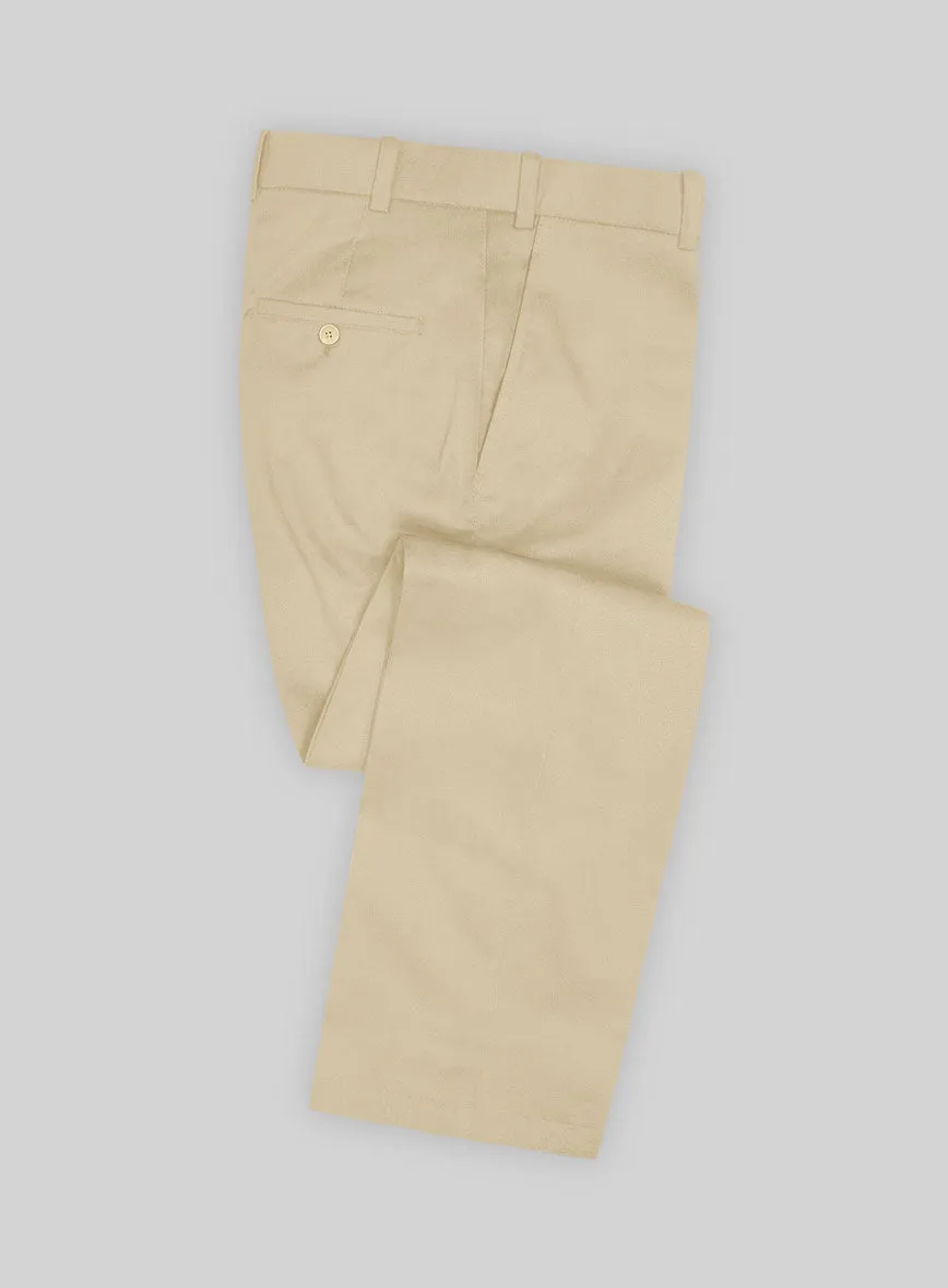 Beige Feather Cotton Canvas Stretch Pants Move Comfort