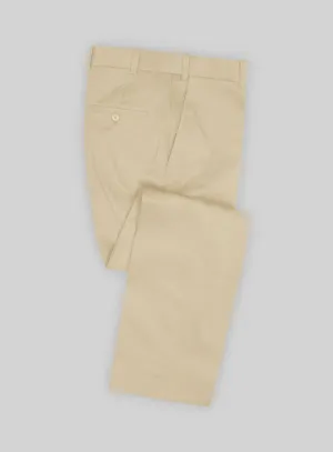 Beige Feather Cotton Canvas Stretch Pants Move Comfort