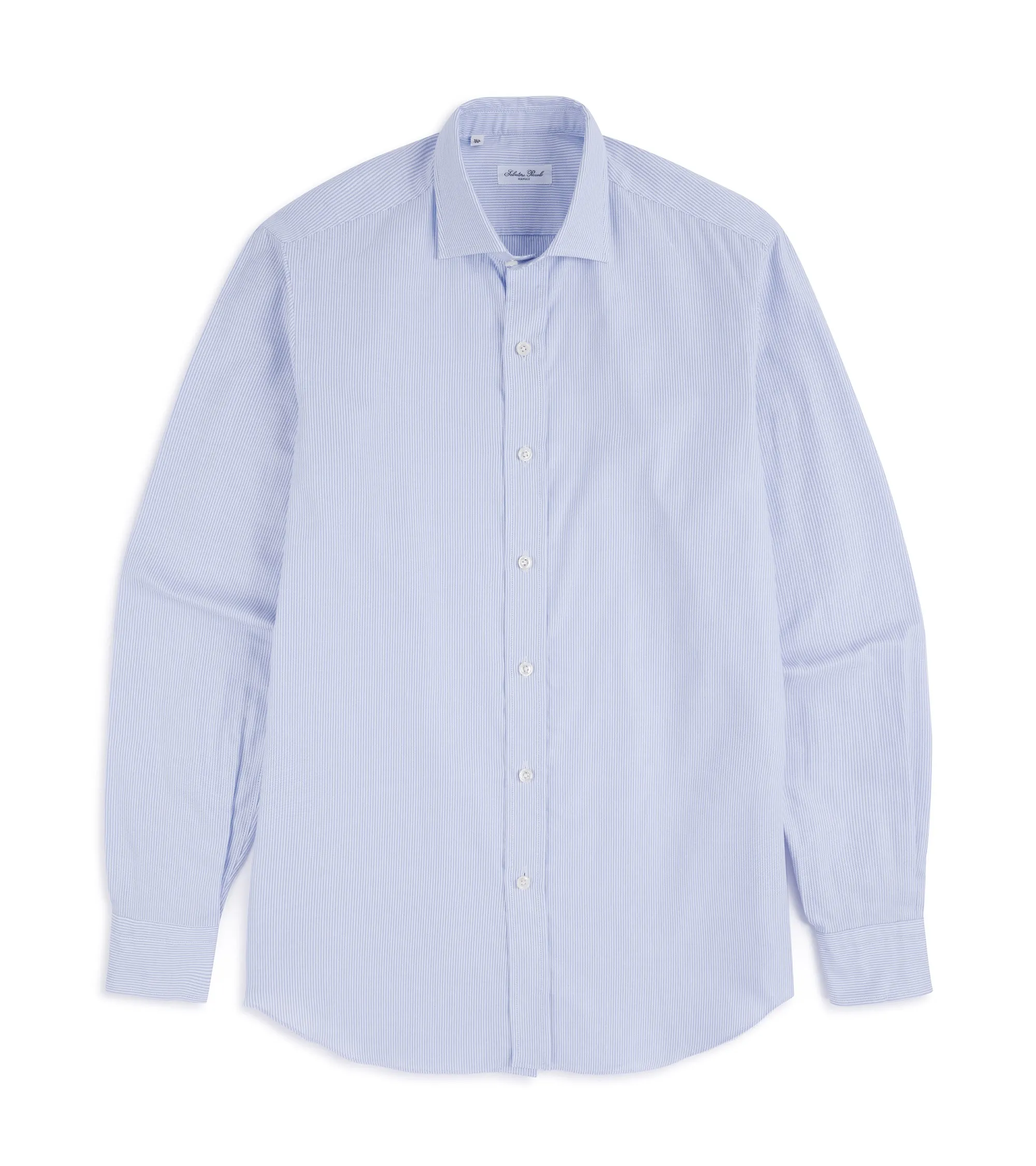Salvatore Piccolo Soft Cotton Oxford Narrow Stripe Shirt: Blue Bold Graphics Customizable Design