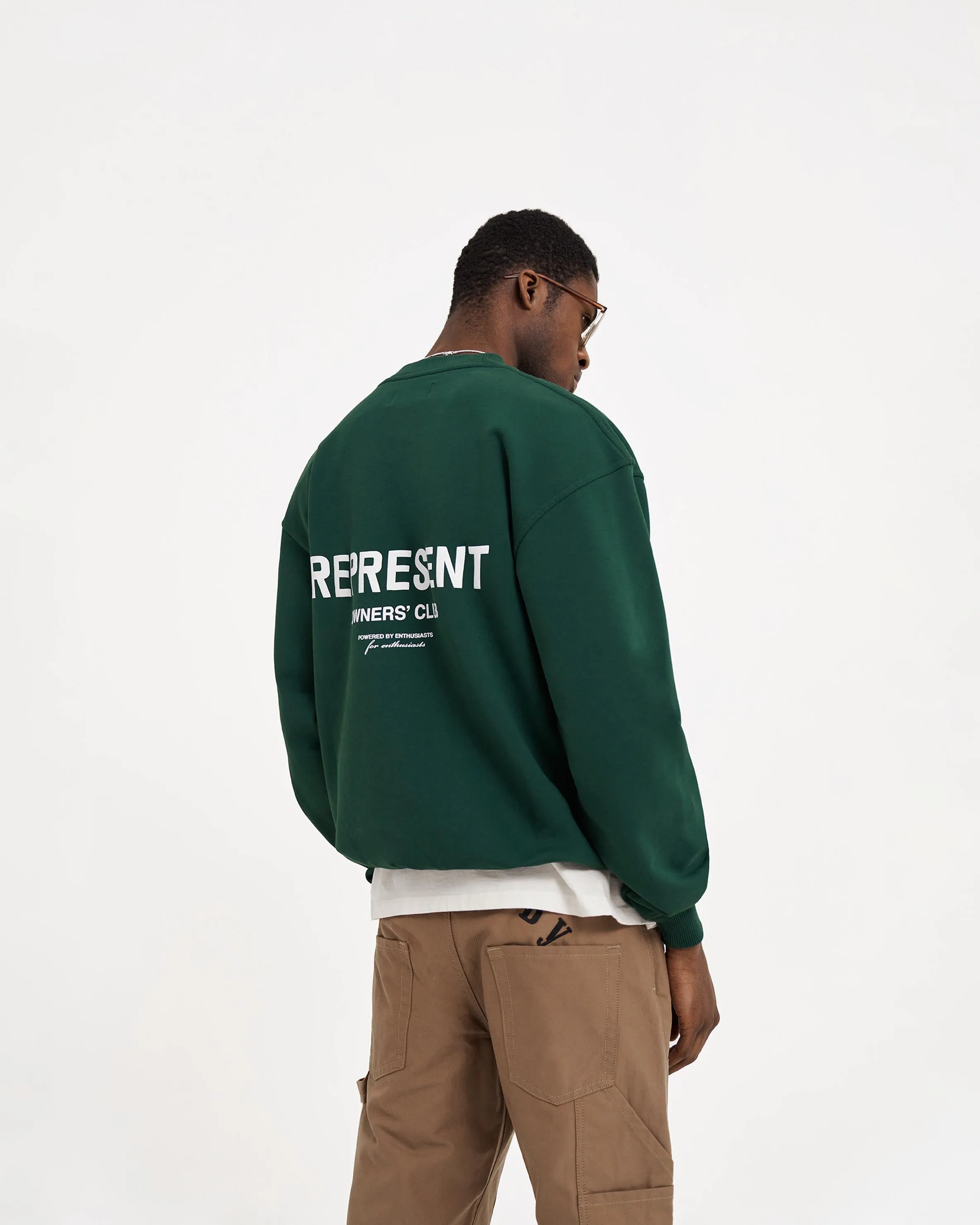 Relaxed Fit Hoodie Comfy Design Represent Owners Club Sweater - Racing Green