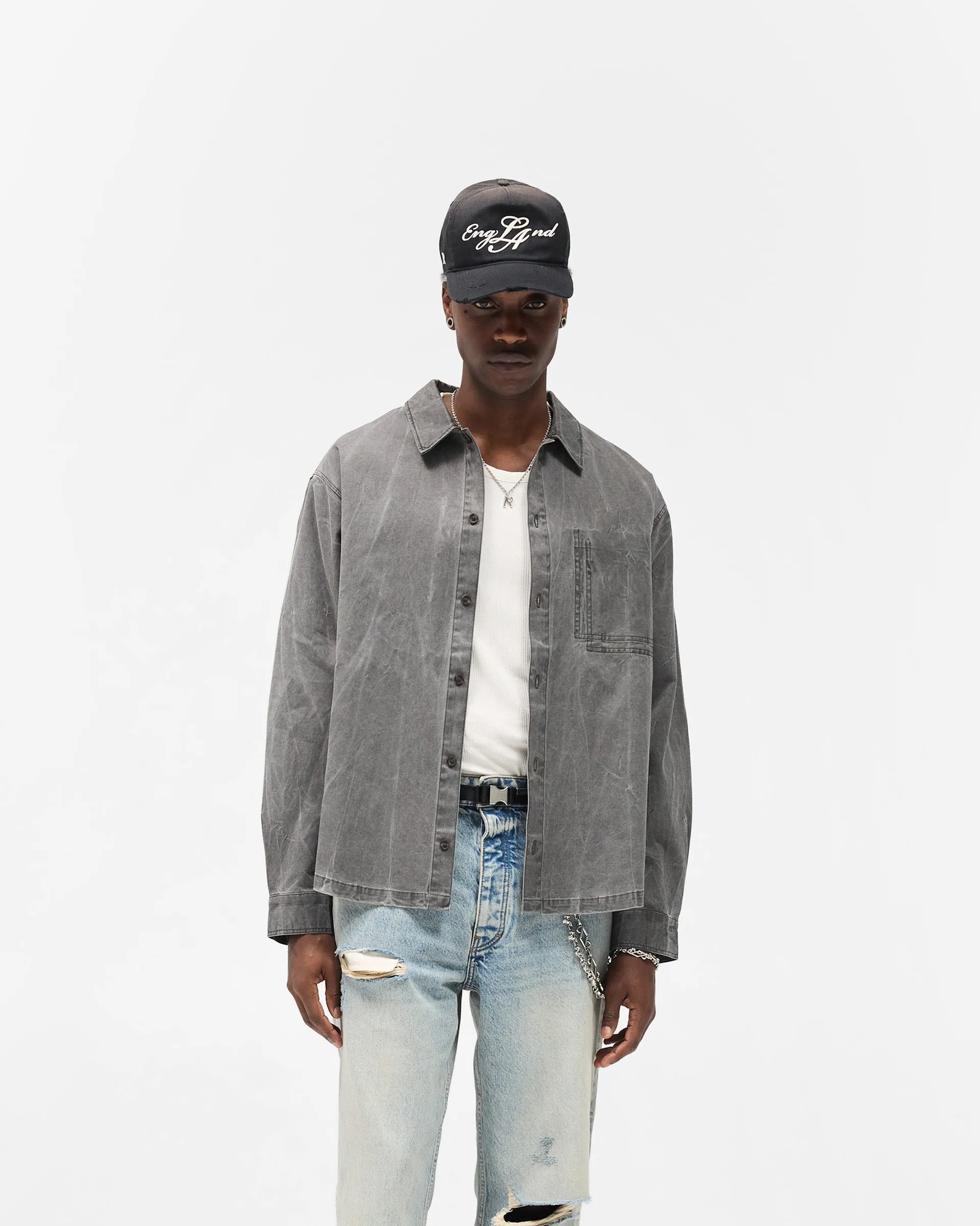 networking event Washed Cotton Shirt - Jet Black