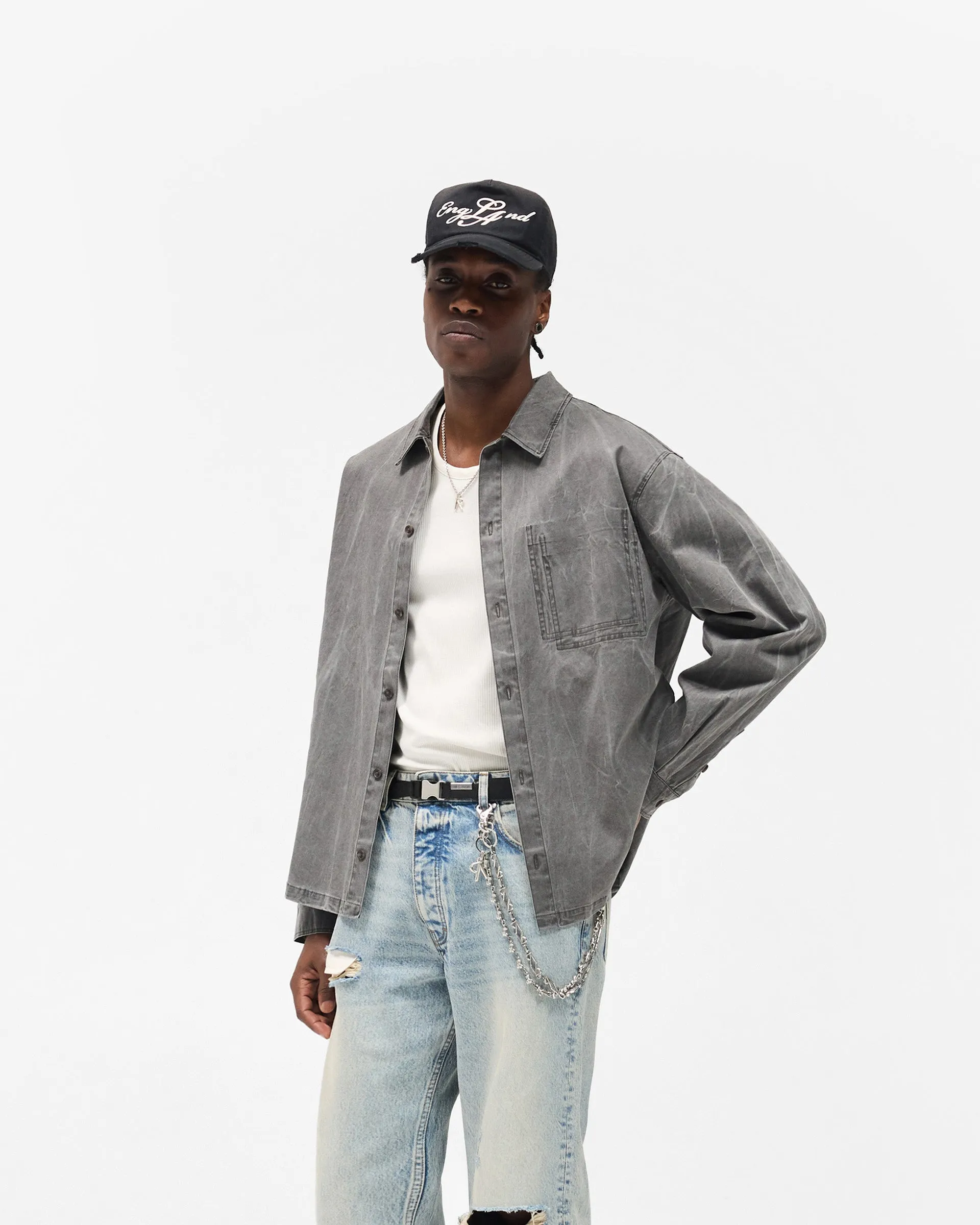 Washed Cotton Shirt - Jet Black Functional Wear