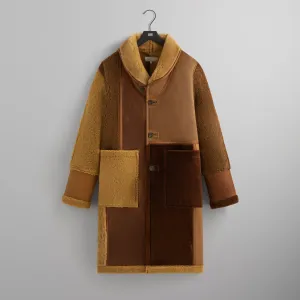 Insulated Warmth Mid Length Cut Kith Shearling Patchwork Becker Coat - Mesa
