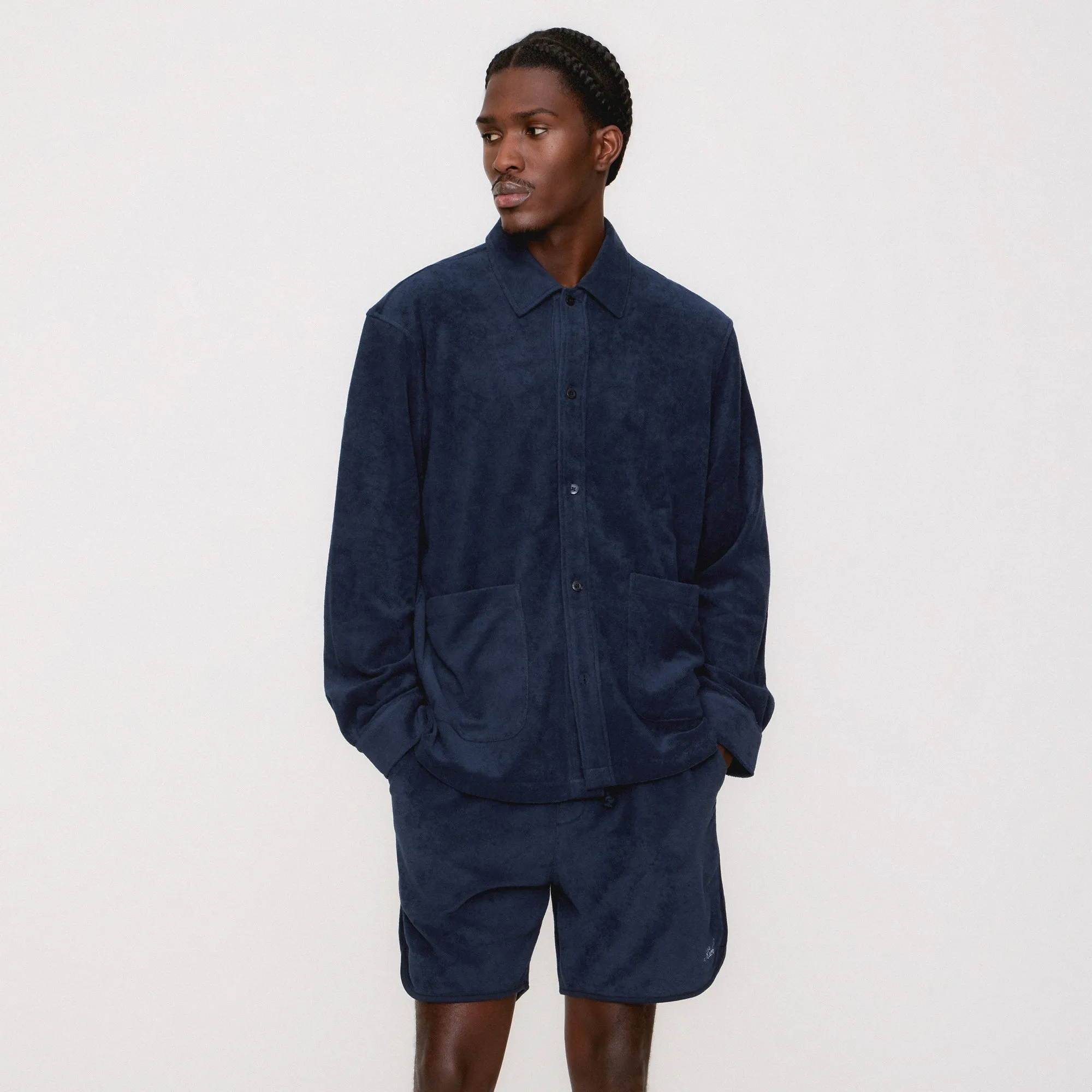 Airtight Seam Sealing Kith Terry Boxy Collared Overshirt - Nocturnal