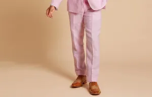 Relaxed Daily Style Layered Collar Inserch P880-62 Linen Pants  Pink