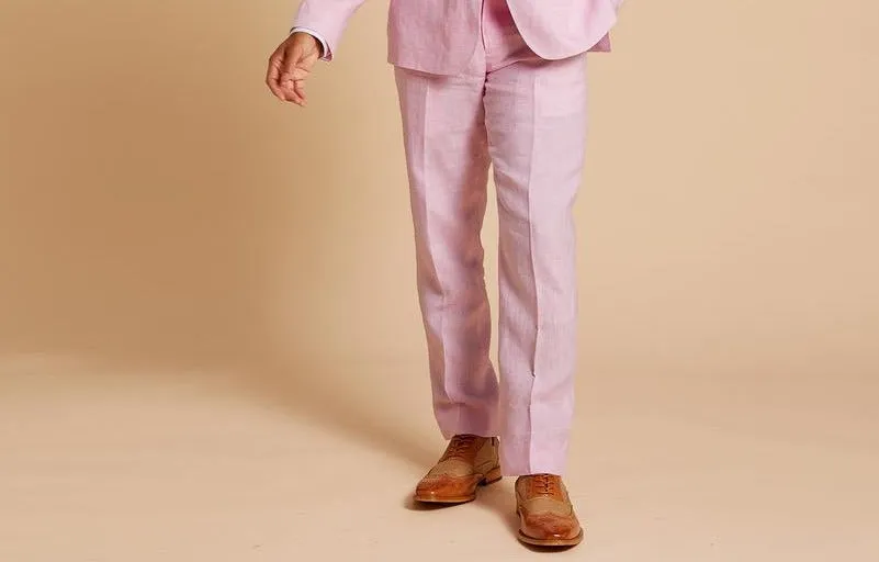 Inserch P880-62 Linen Pants  Pink Flexible Hem Adjustment