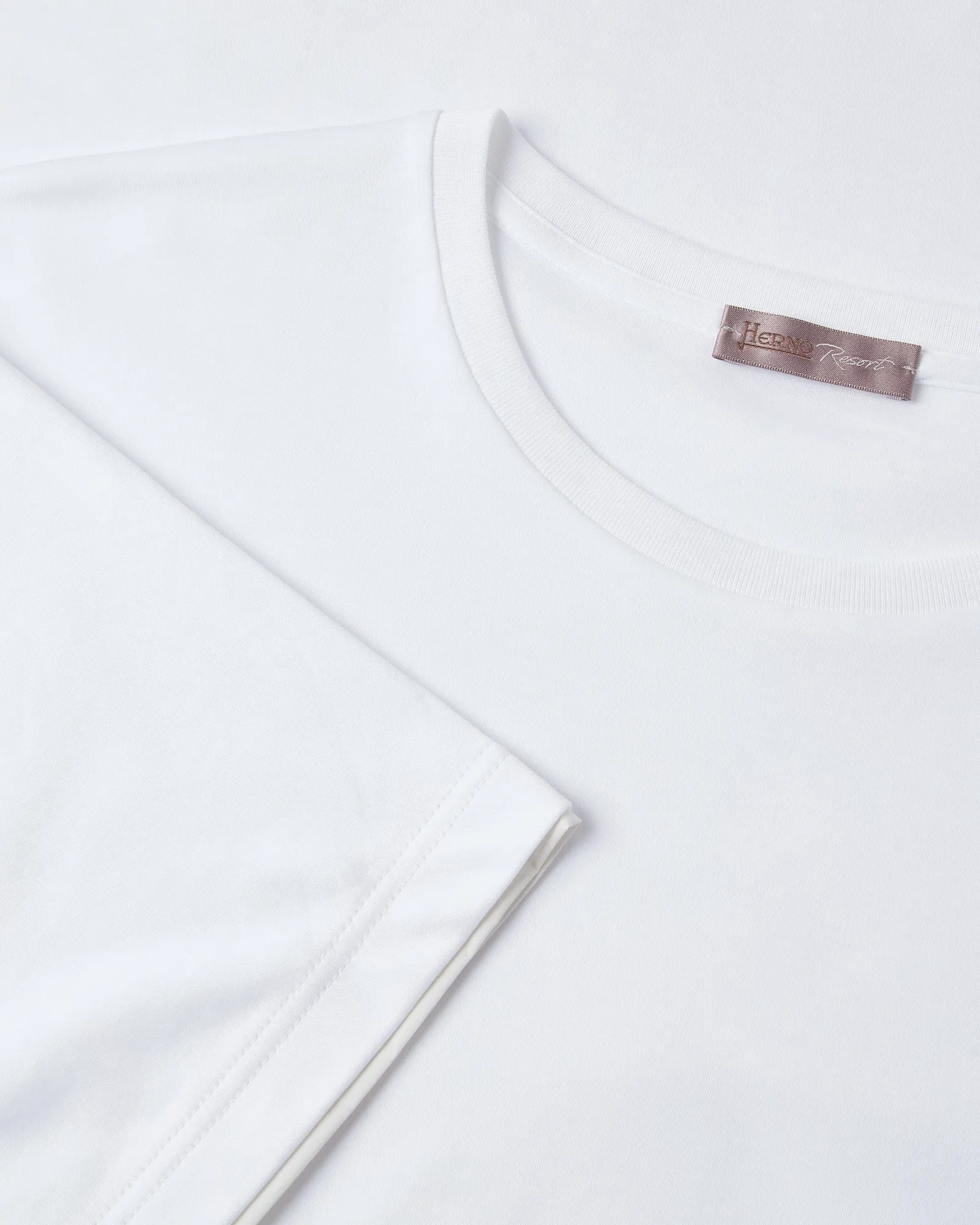 Soft and Stylish Comfortable Design Herno Double Sleeve Arm Detail Short Sleeve T-shirt (White)