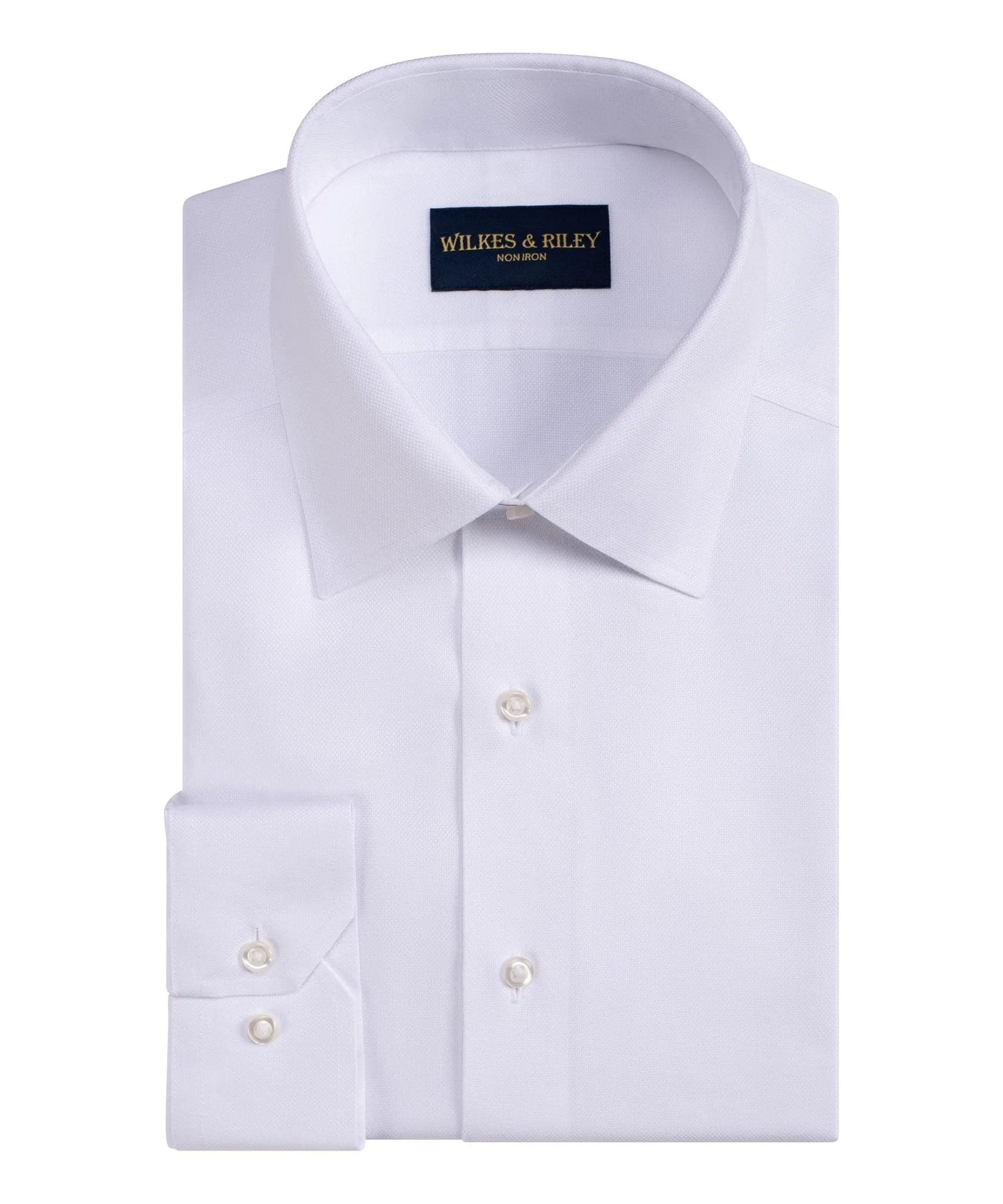 White Non-Iron Queens Oxford Dress Shirt - Spread Collar Multipocket Style