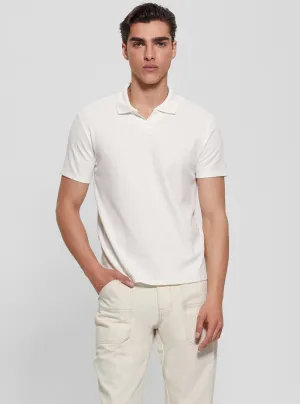 QuickDry Material Office Casual White Ryker Rib Knit Polo T-Shirt