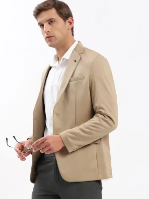 Light Weight Men's Beige Notched Lapel Collar Slim-Fit Single Breasted Blazer
