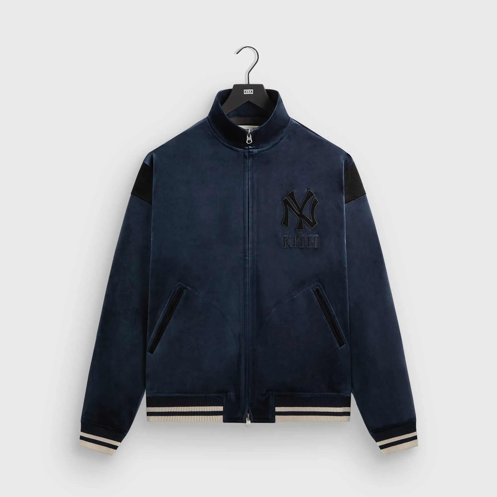 Thermal Regulating Hoodie Non Chafing Neckline Kith for the New York Yankees Luxe Velour Track Jacket - Nocturnal