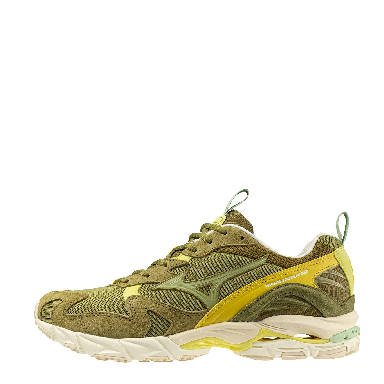 Rolling Motion Support Odor Control Insole Mizuno Wave Rider 10 Premium Trainers Olive Drab / Cedar / Cedar