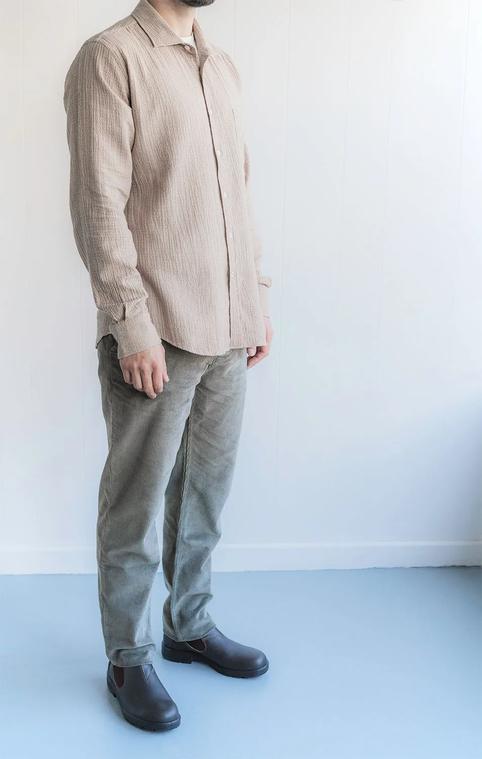 Button front Monochrome Palette Woolbylic Shirt - Taupe