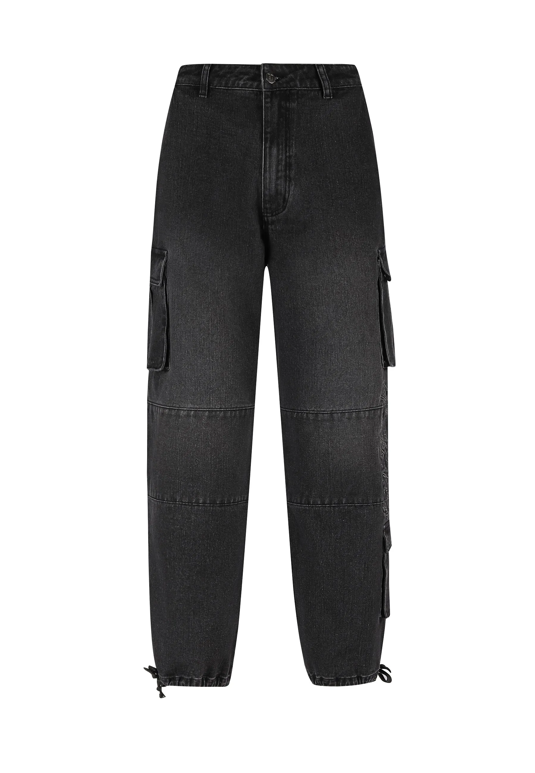 Mens Drag Cargo Denim Trousers Jeans - Black Holiday Vibes Work Ready Function Ready