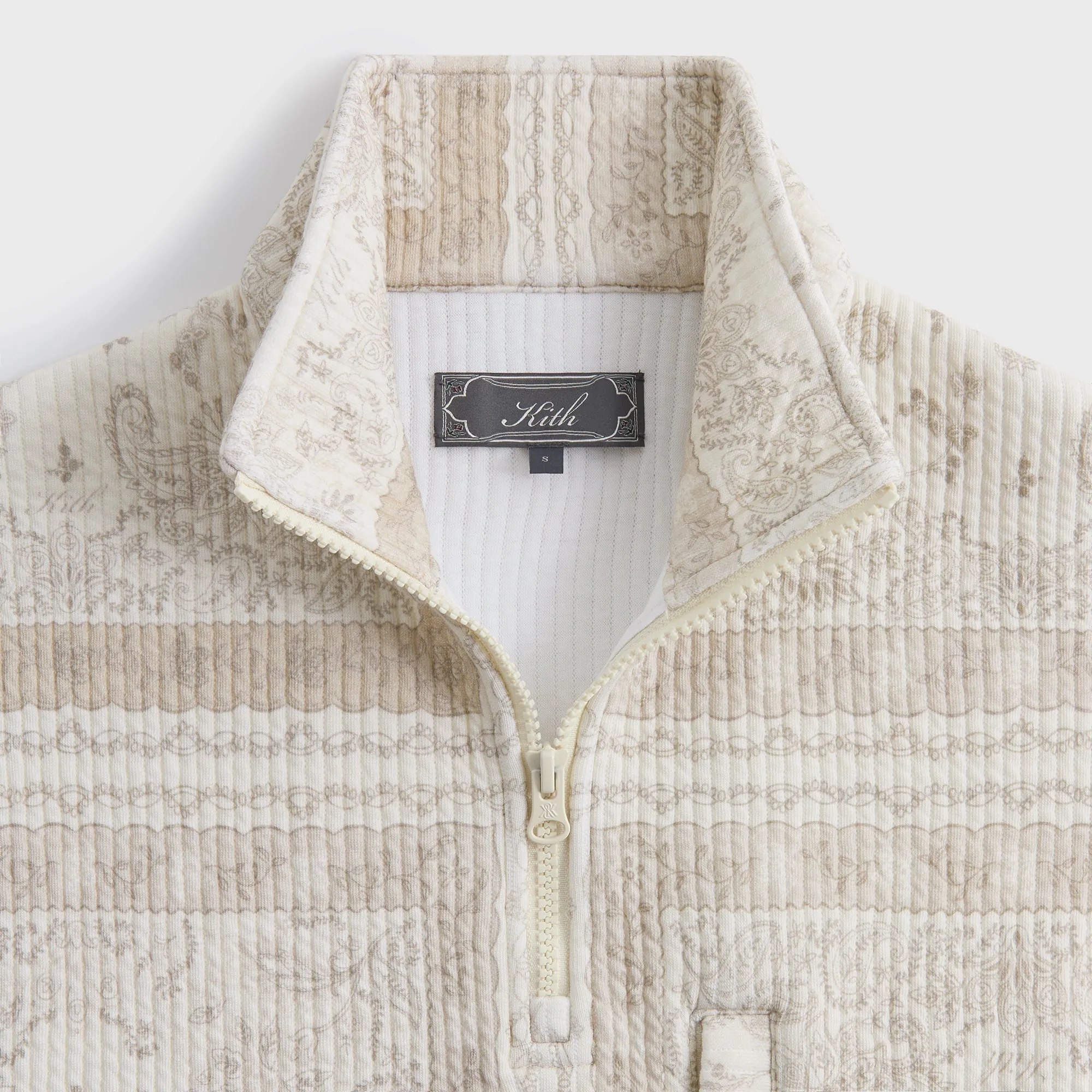 Smart Weather Style StretchableMaterial Kith Striped Interlock Claremont Quarter Zip - Canvas
