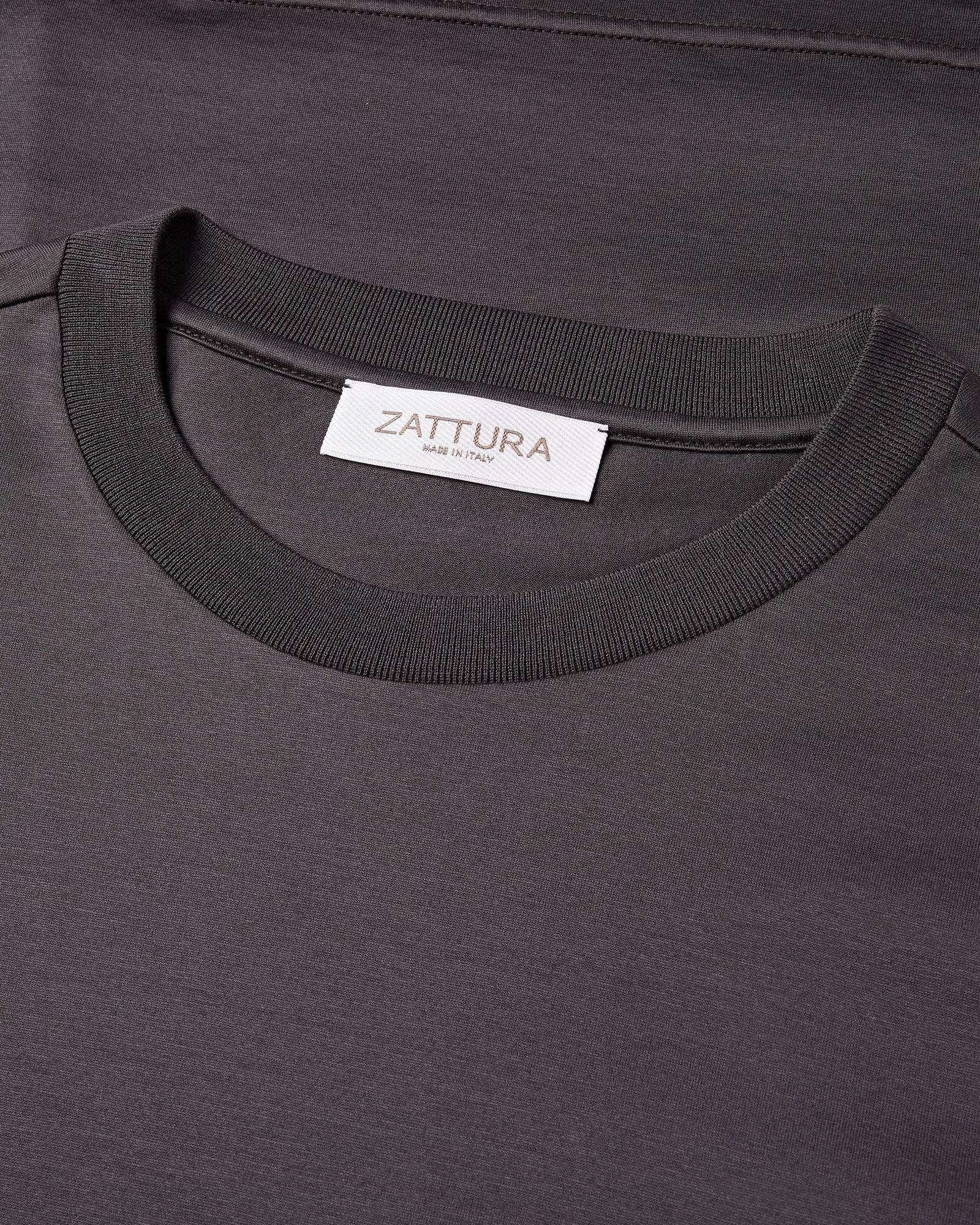 Zattura High Collar Short Sleeve Mercerised T-shirt (Carbon) MultiPly Fabric