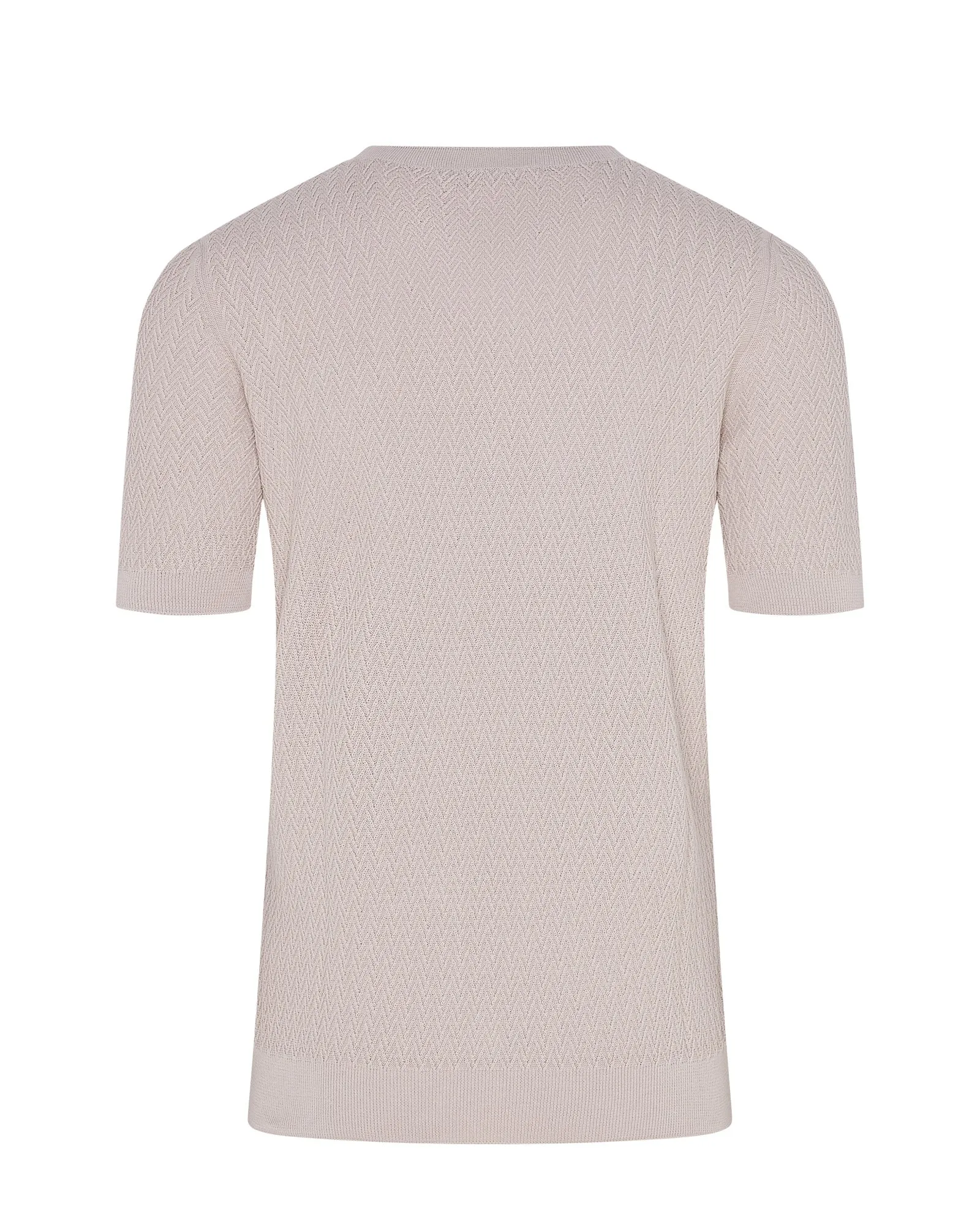 MinimalistDesign Zattura Short Sleeve Crew Neck Textured Knit T-shirt (Beige)