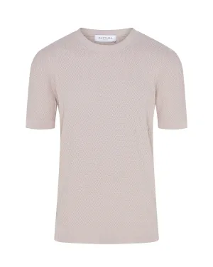 Zattura Short Sleeve Crew Neck Textured Knit T-shirt (Beige) Breathable Fit